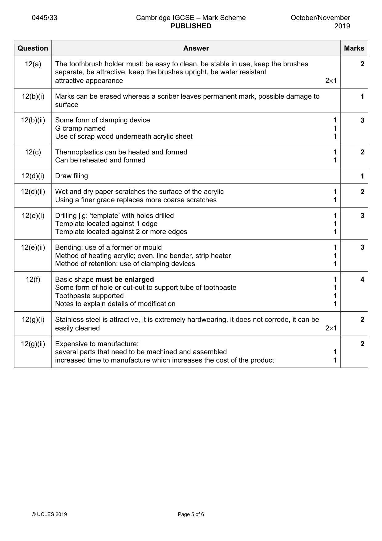 Mark scheme, page 5 of 6
