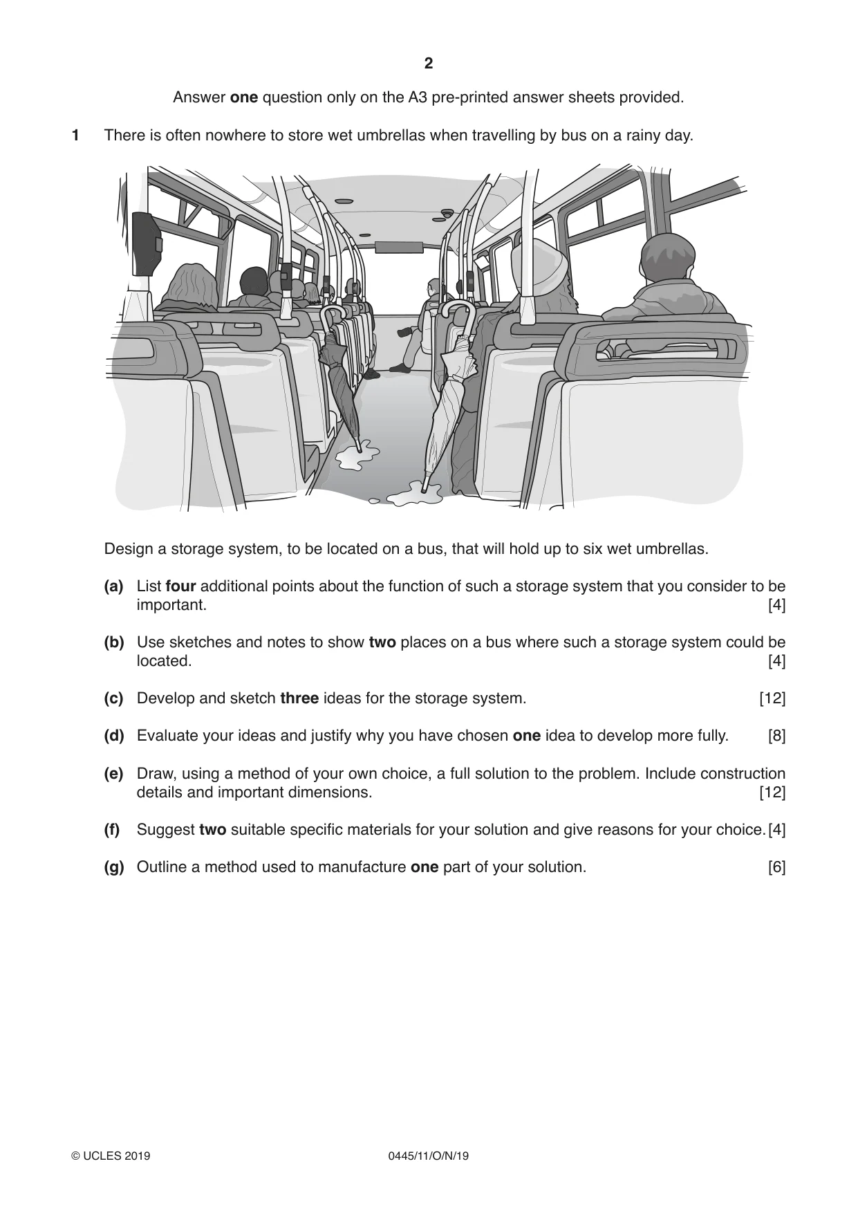 Cambridge IGCSE Design and Technology 0445 2019 Oct/Nov Paper 1 · Variant 1 question paper, page 2 of 4