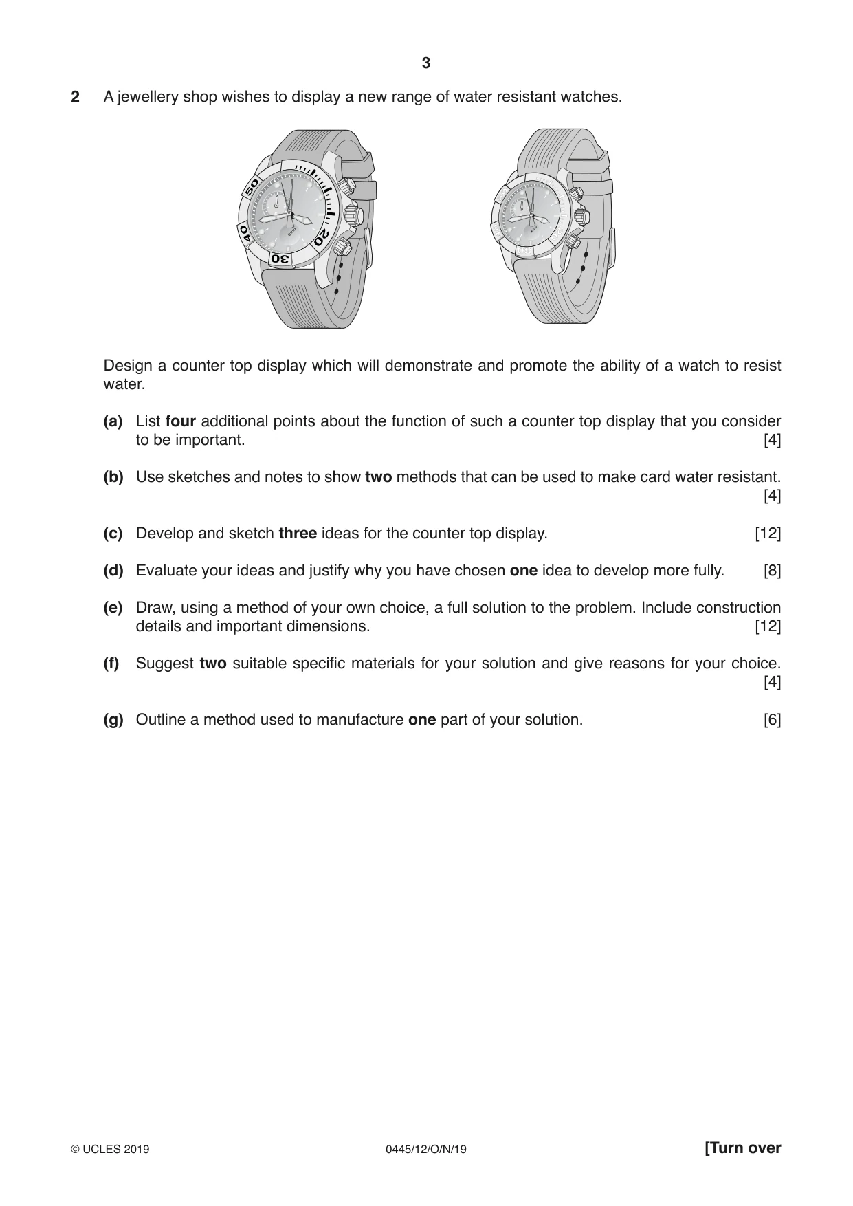 Cambridge IGCSE Design and Technology 0445 2019 Oct/Nov Paper 1 · Variant 2 question paper, page 3 of 4