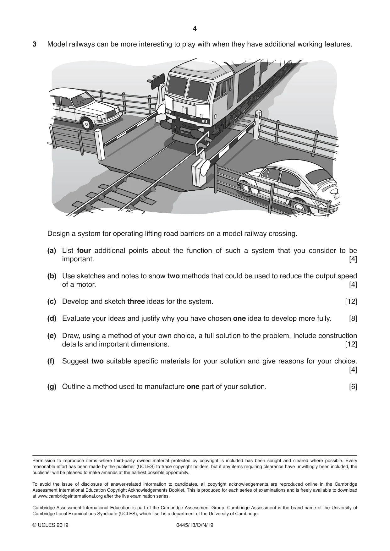 Cambridge IGCSE Design and Technology 0445 2019 Oct/Nov Paper 1 · Variant 3 question paper, page 4 of 4