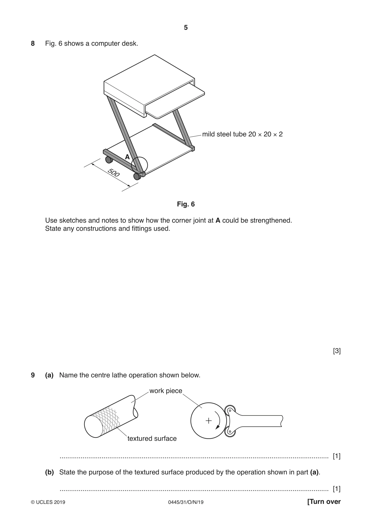 Cambridge IGCSE Design and Technology 0445 2019 Oct/Nov Paper 3 · Variant 1 question paper, page 5 of 20