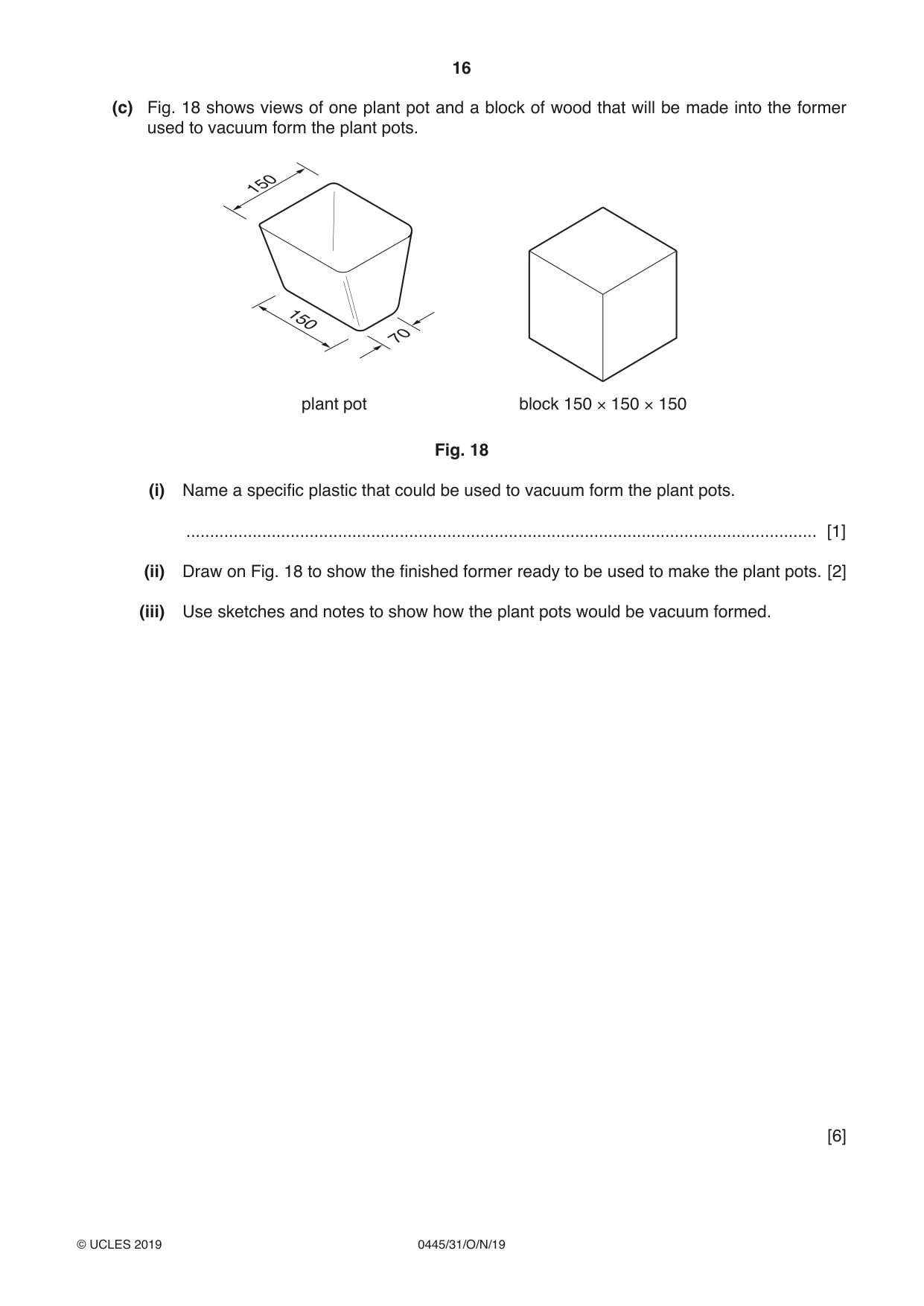 Cambridge IGCSE Design and Technology 0445 2019 Oct/Nov Paper 3 · Variant 1 question paper, page 16 of 20