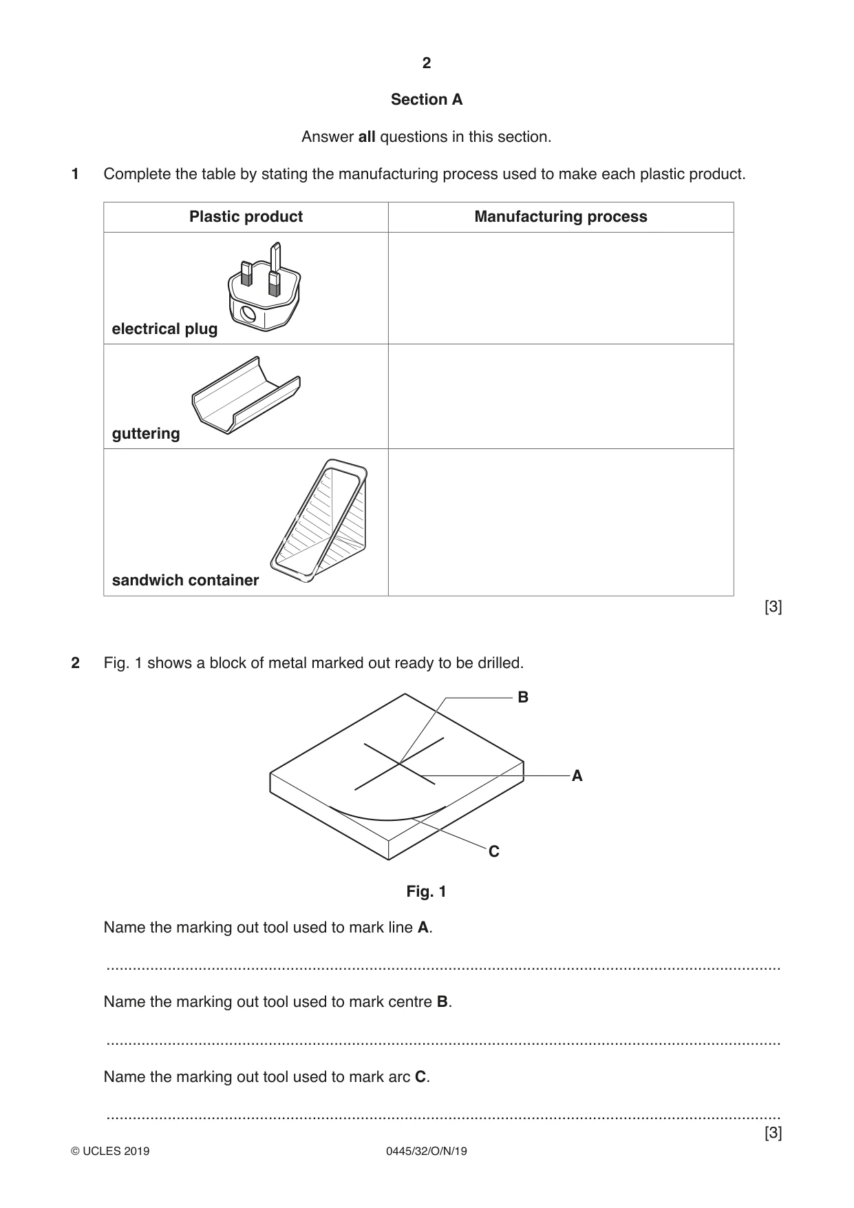 Cambridge IGCSE Design and Technology 0445 2019 Oct/Nov Paper 3 · Variant 2 question paper, page 2 of 20