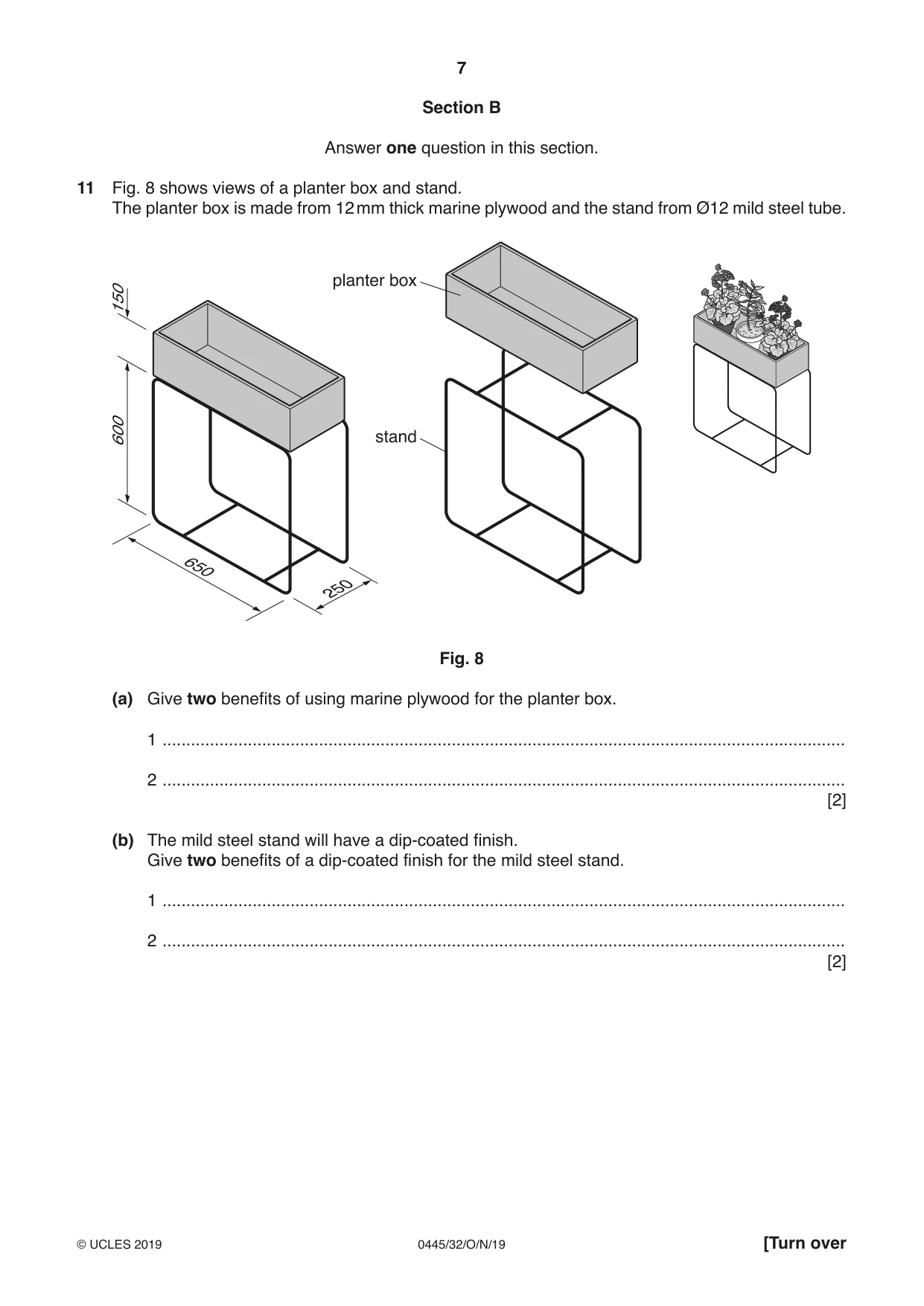 Cambridge IGCSE Design and Technology 0445 2019 Oct/Nov Paper 3 · Variant 2 question paper, page 7 of 20
