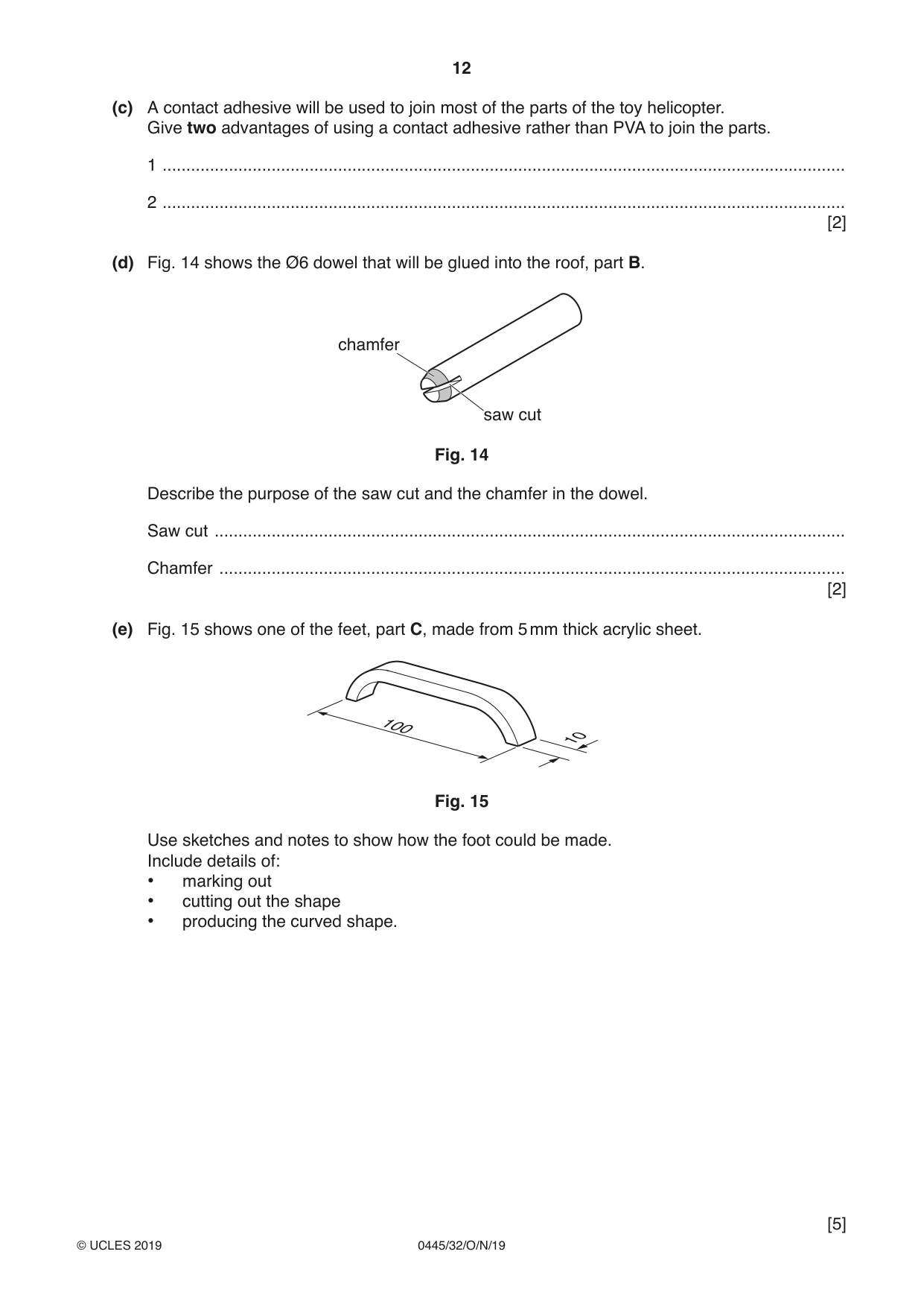 Cambridge IGCSE Design and Technology 0445 2019 Oct/Nov Paper 3 · Variant 2 question paper, page 12 of 20