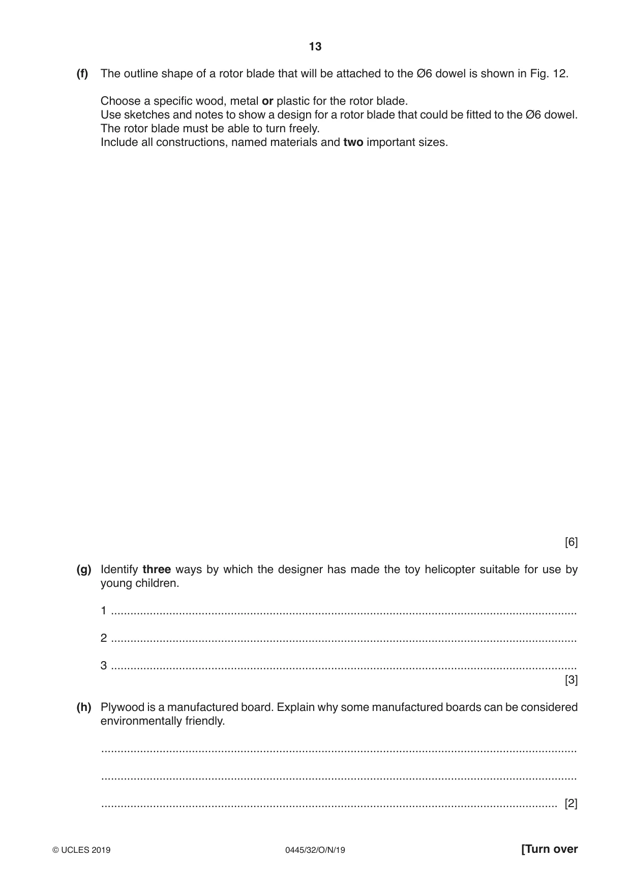 Cambridge IGCSE Design and Technology 0445 2019 Oct/Nov Paper 3 · Variant 2 question paper, page 13 of 20