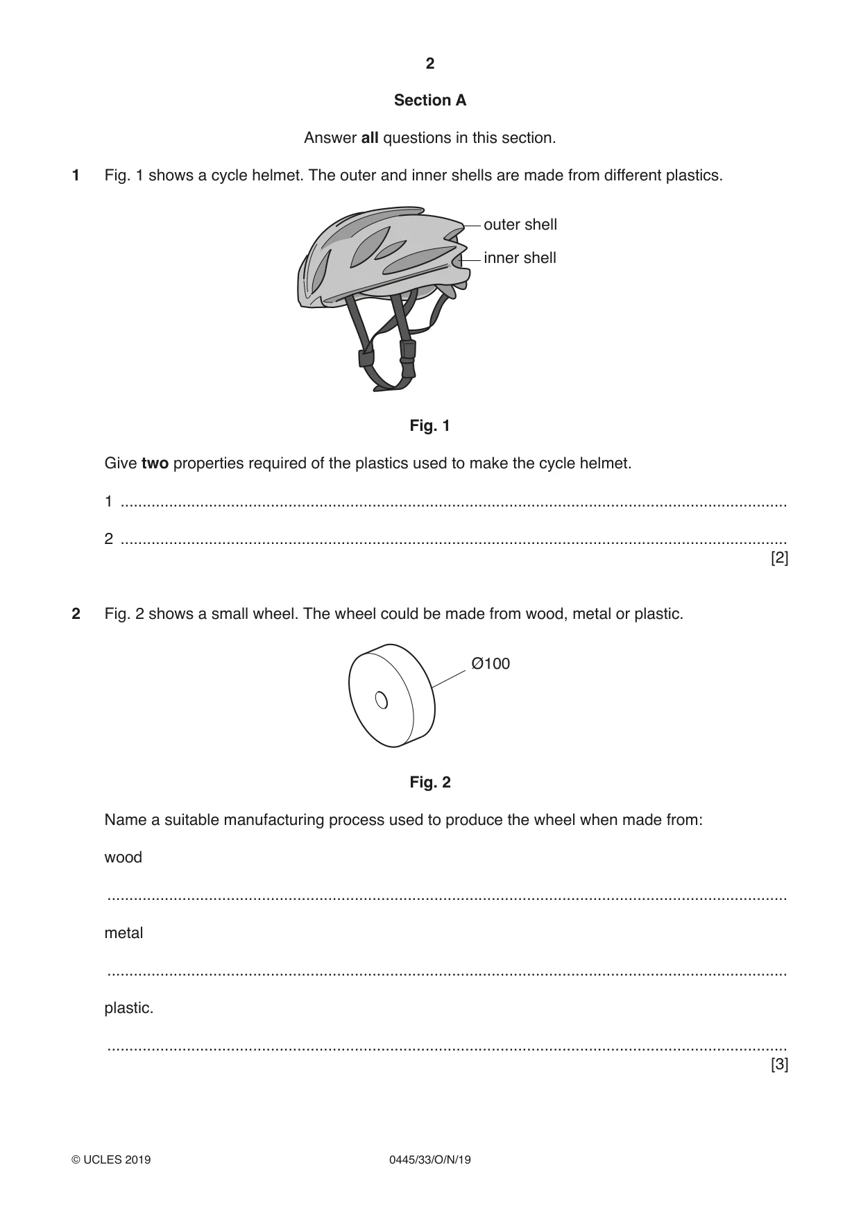 Cambridge IGCSE Design and Technology 0445 2019 Oct/Nov Paper 3 · Variant 3 question paper, page 2 of 20