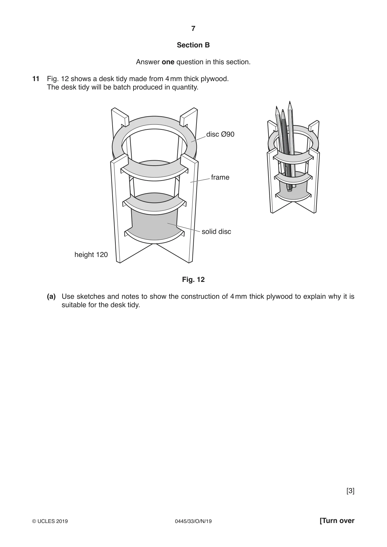 Cambridge IGCSE Design and Technology 0445 2019 Oct/Nov Paper 3 · Variant 3 question paper, page 7 of 20