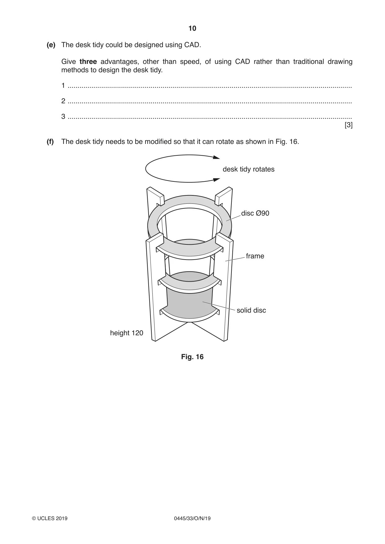 Cambridge IGCSE Design and Technology 0445 2019 Oct/Nov Paper 3 · Variant 3 question paper, page 10 of 20
