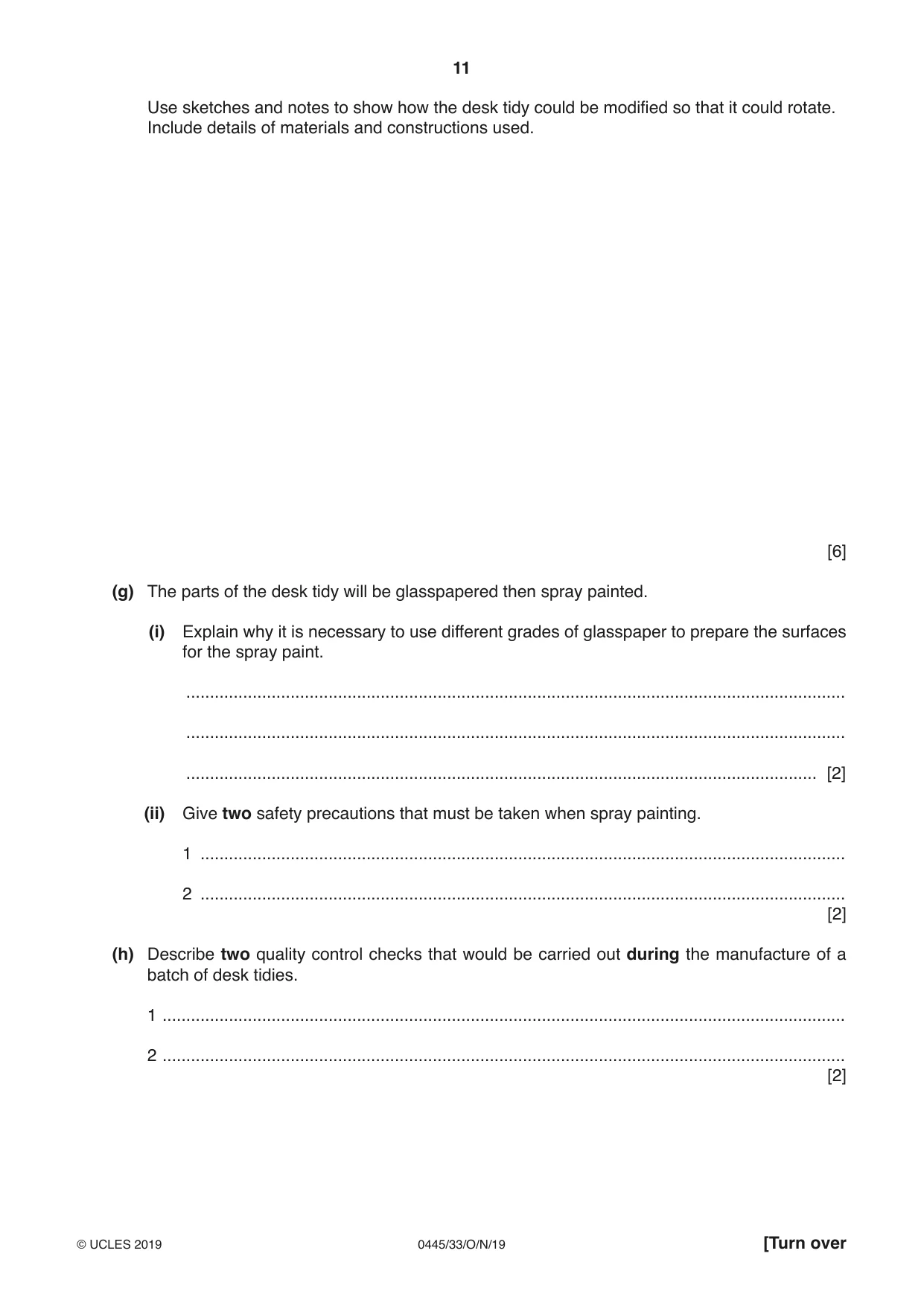 Cambridge IGCSE Design and Technology 0445 2019 Oct/Nov Paper 3 · Variant 3 question paper, page 11 of 20