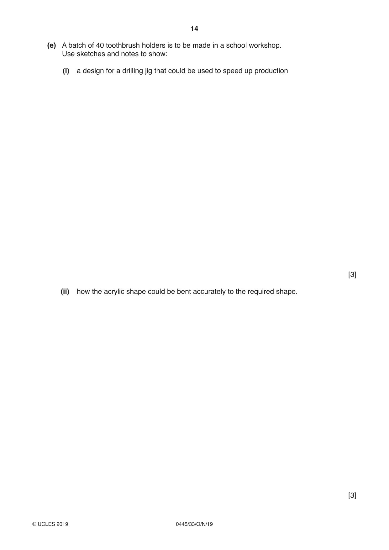 Cambridge IGCSE Design and Technology 0445 2019 Oct/Nov Paper 3 · Variant 3 question paper, page 14 of 20