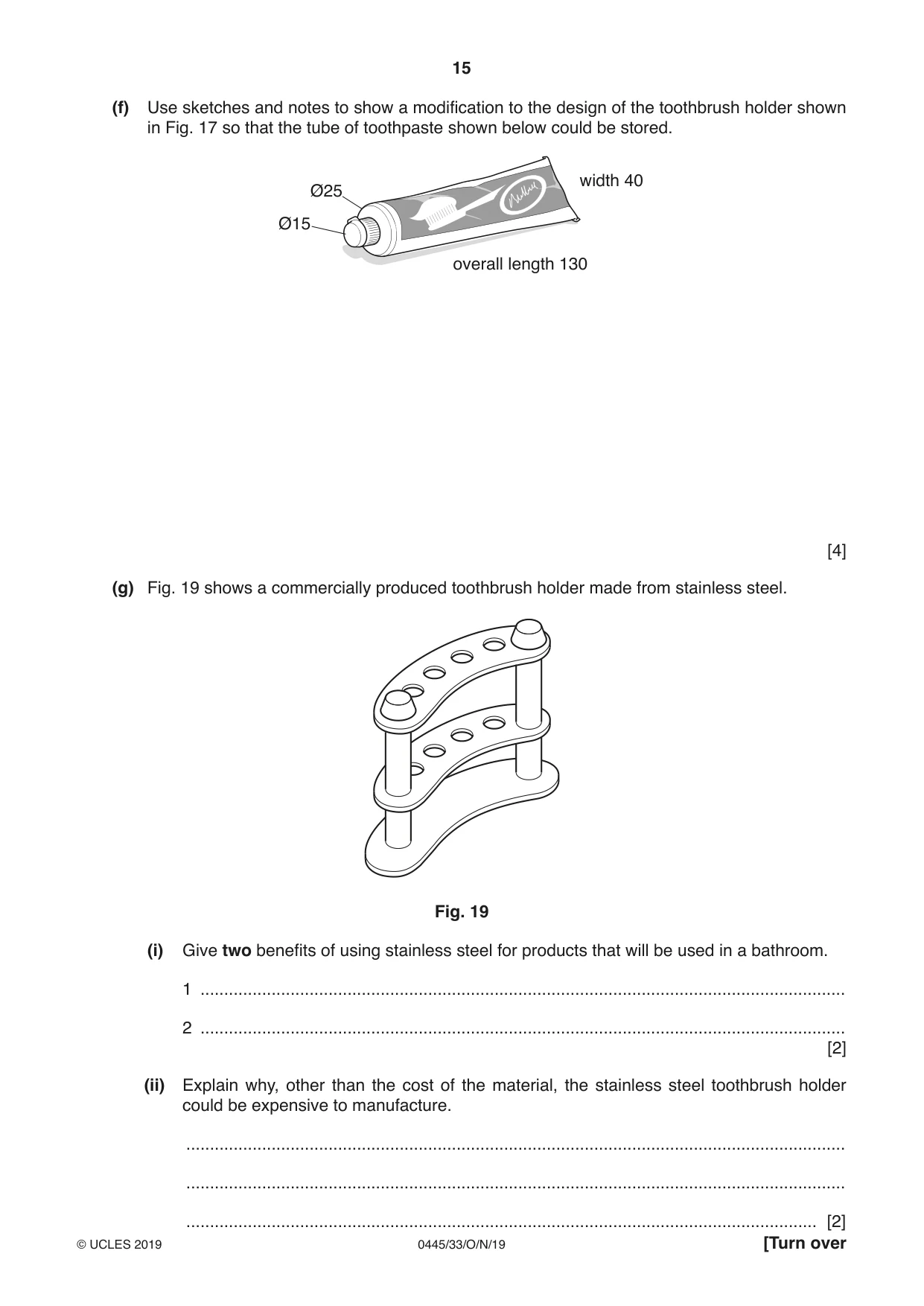 Cambridge IGCSE Design and Technology 0445 2019 Oct/Nov Paper 3 · Variant 3 question paper, page 15 of 20