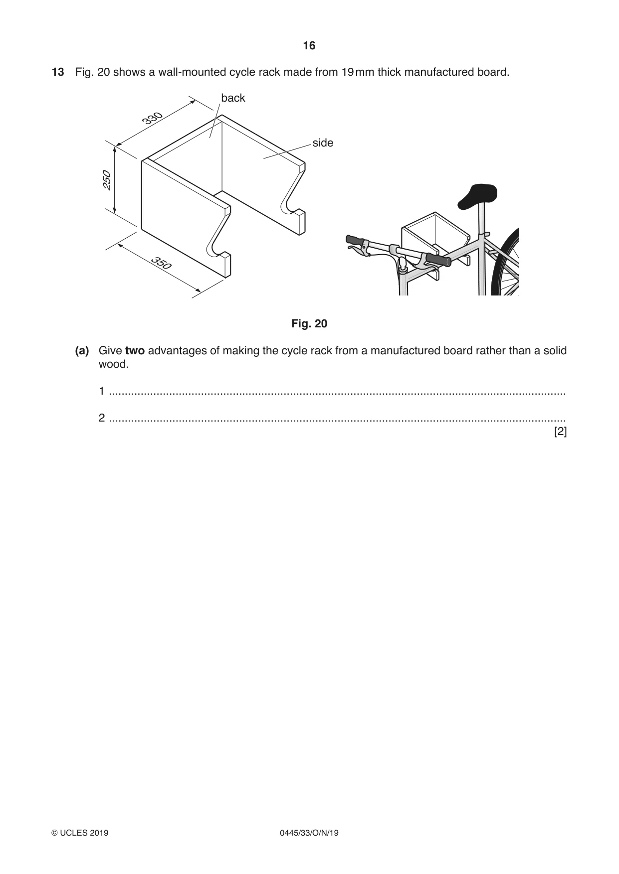 Cambridge IGCSE Design and Technology 0445 2019 Oct/Nov Paper 3 · Variant 3 question paper, page 16 of 20