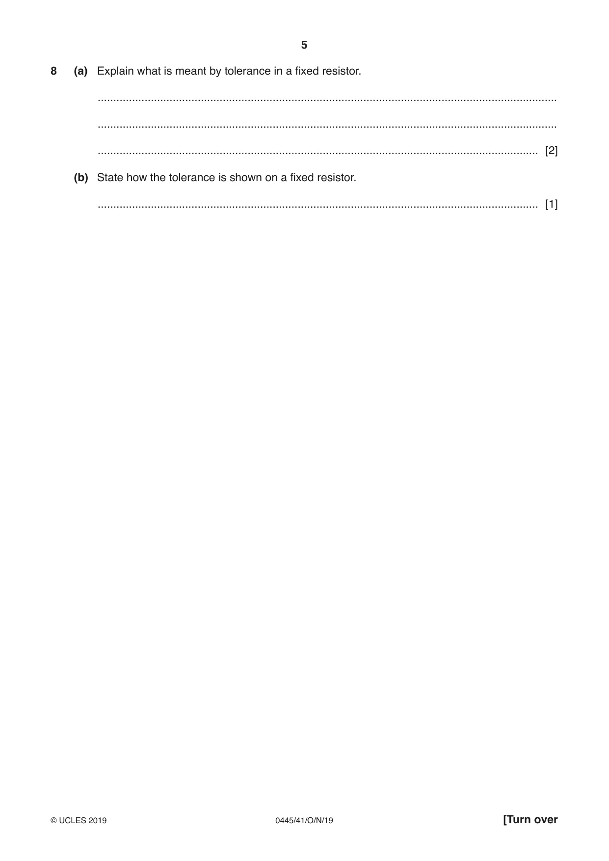 Cambridge IGCSE Design and Technology 0445 2019 Oct/Nov Paper 4 · Variant 1 question paper, page 5 of 20
