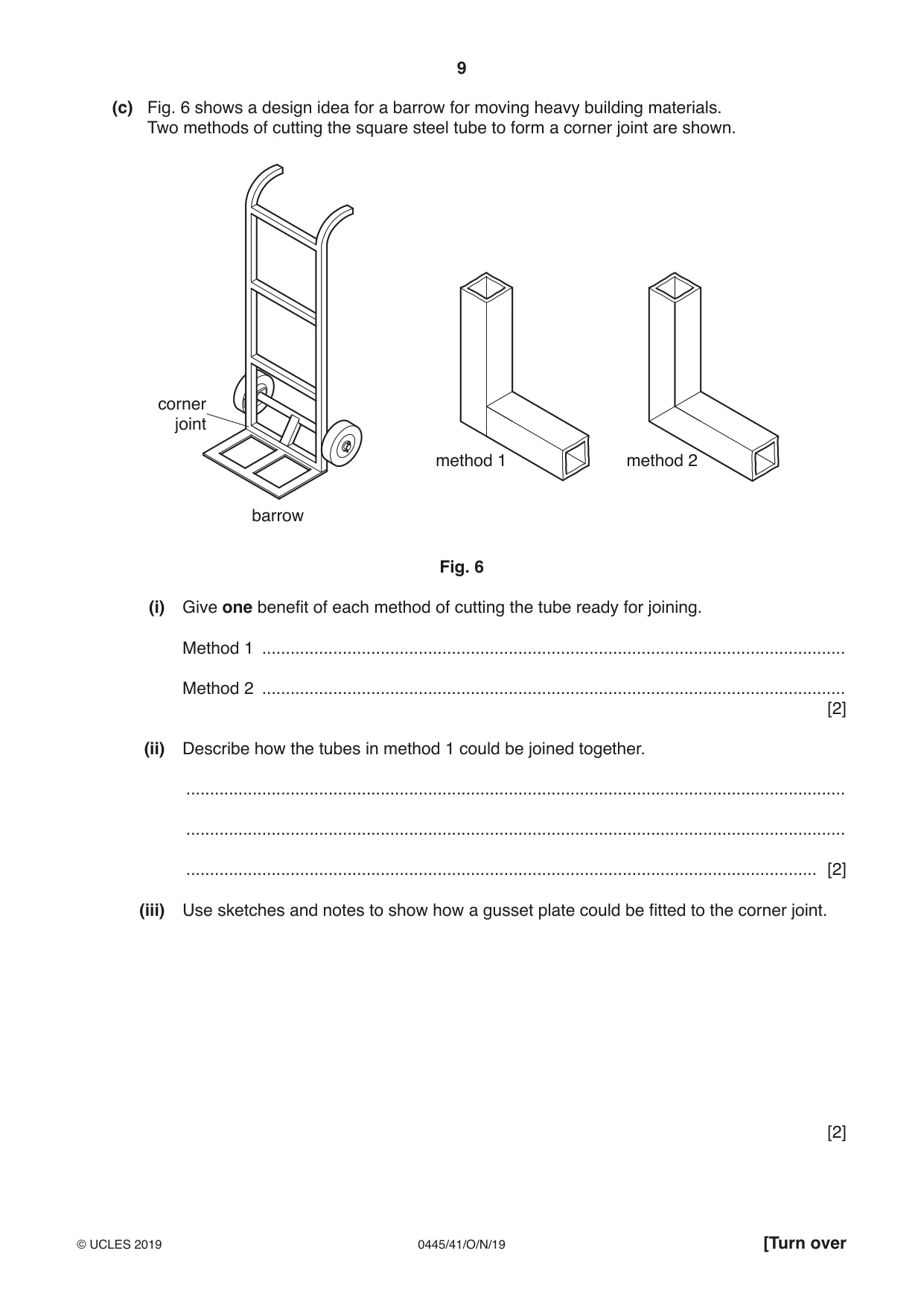 Cambridge IGCSE Design and Technology 0445 2019 Oct/Nov Paper 4 · Variant 1 question paper, page 9 of 20