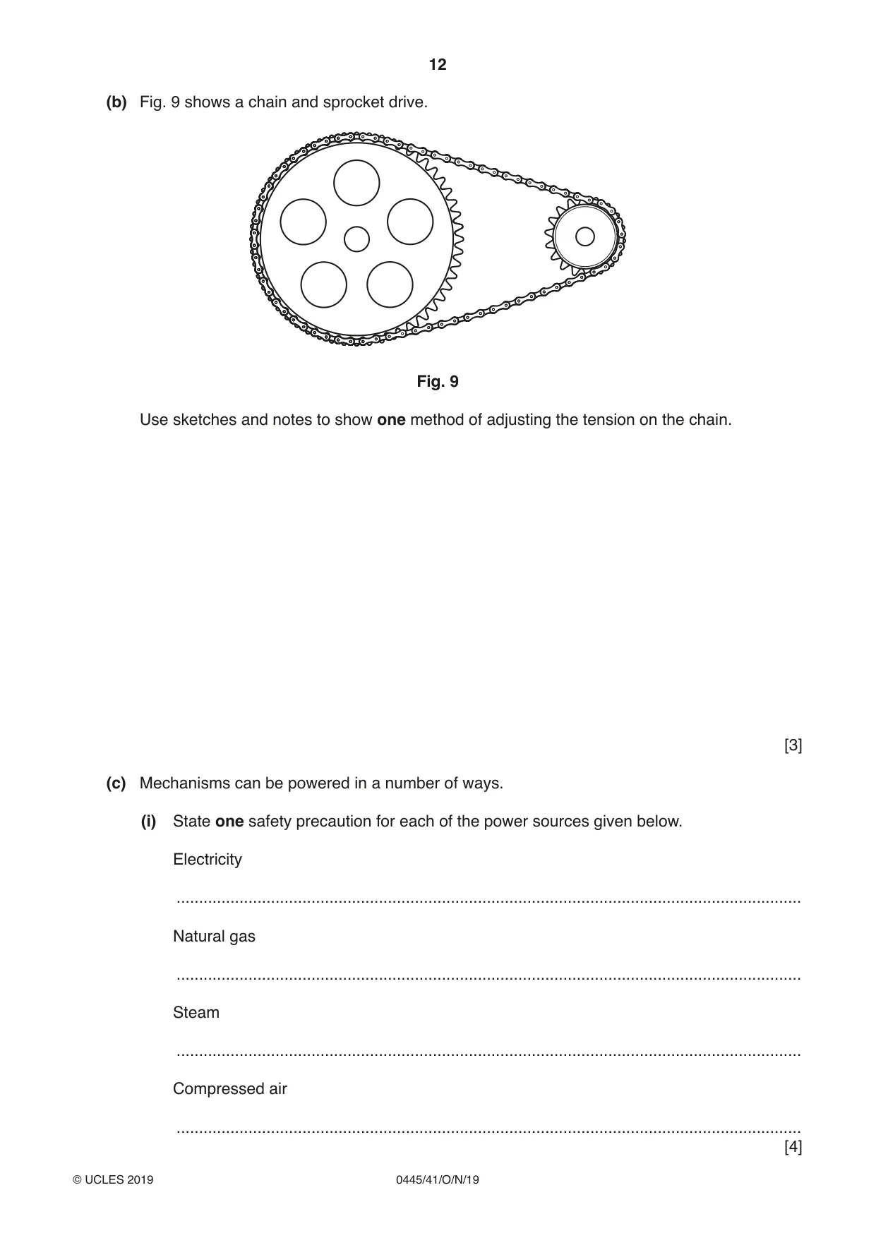 Cambridge IGCSE Design and Technology 0445 2019 Oct/Nov Paper 4 · Variant 1 question paper, page 12 of 20
