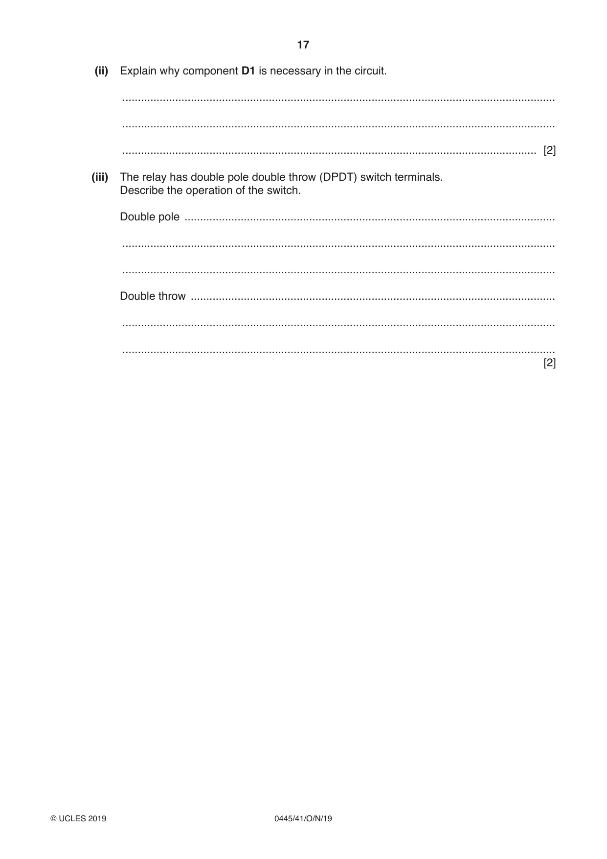 Cambridge IGCSE Design and Technology 0445 2019 Oct/Nov Paper 4 · Variant 1 question paper, page 17 of 20