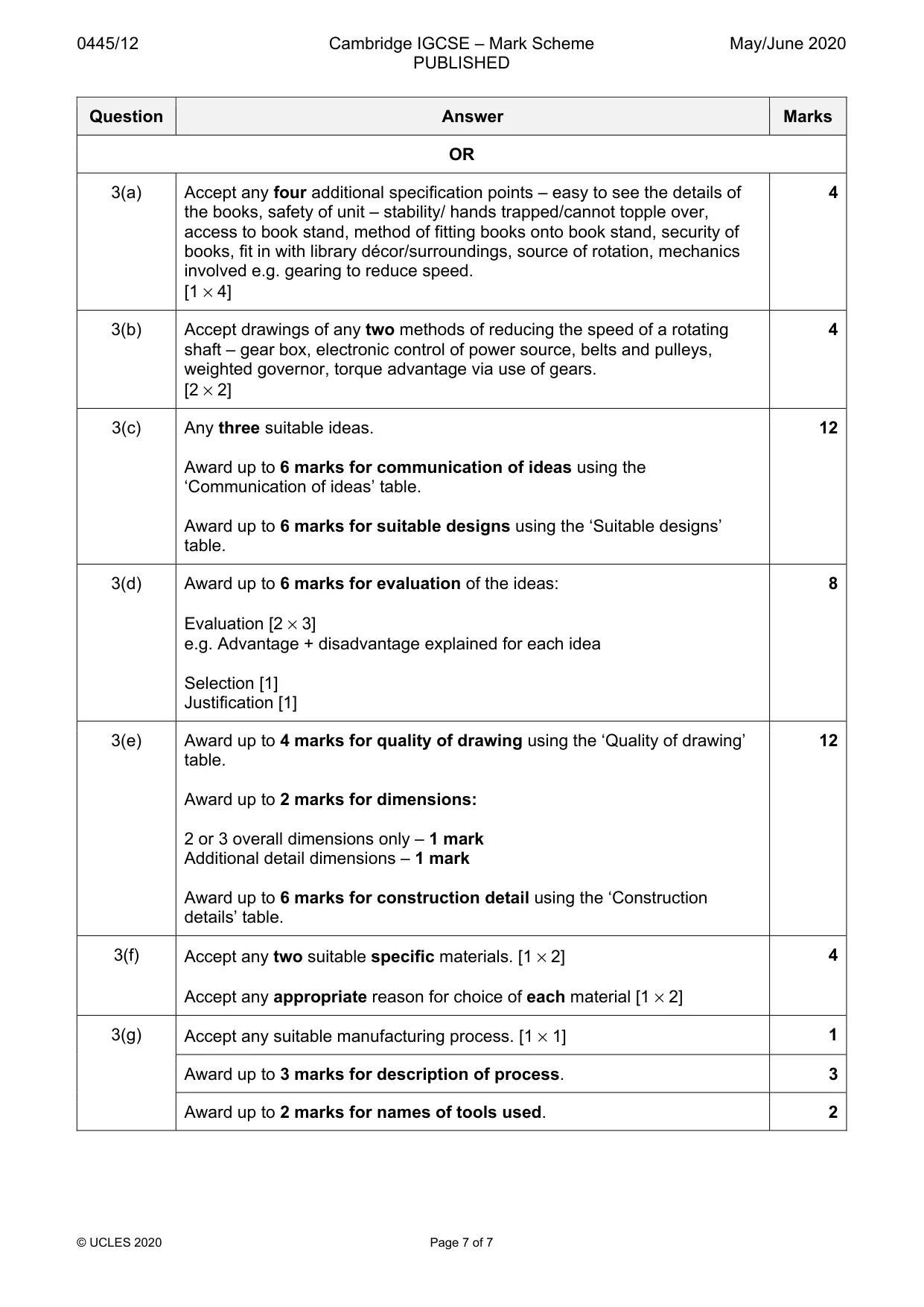 Mark scheme, page 7 of 7
