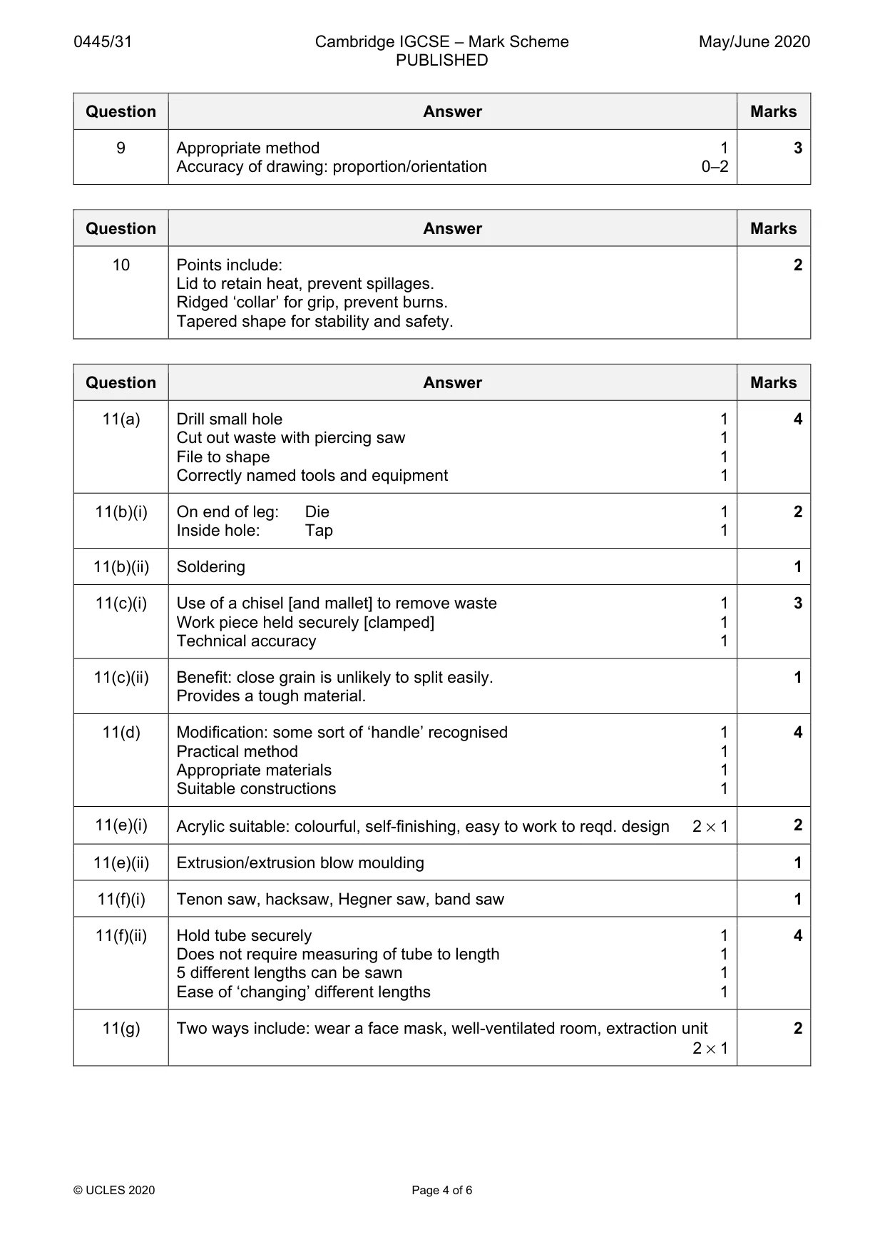 Mark scheme, page 4 of 6