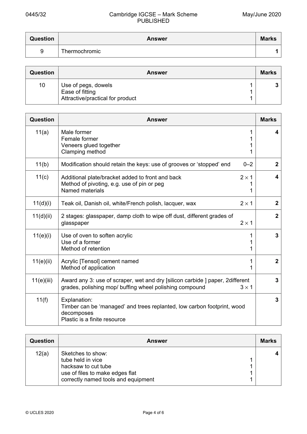 Mark scheme, page 4 of 6
