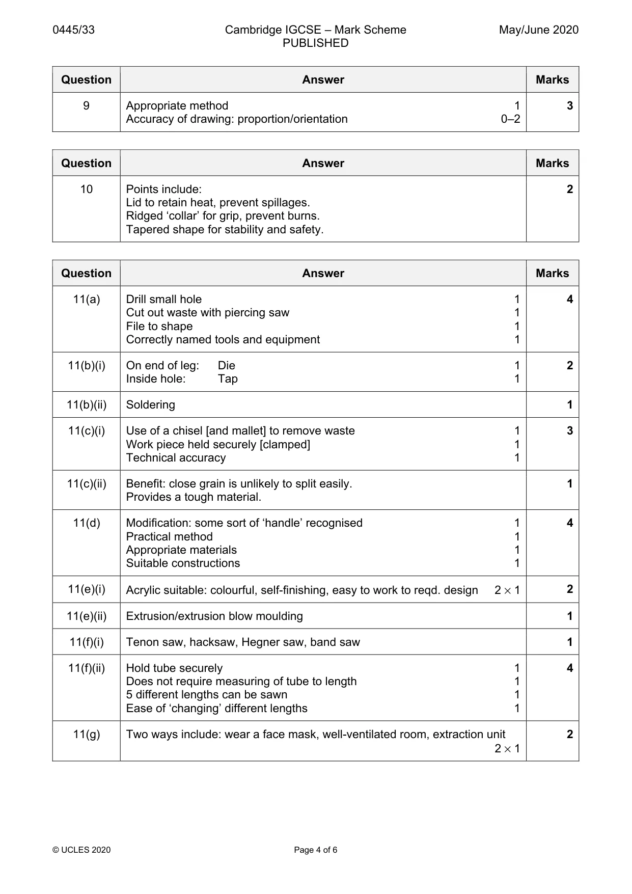 Mark scheme, page 4 of 6