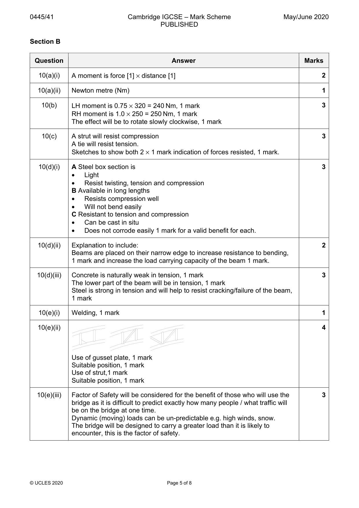 Mark scheme, page 5 of 8