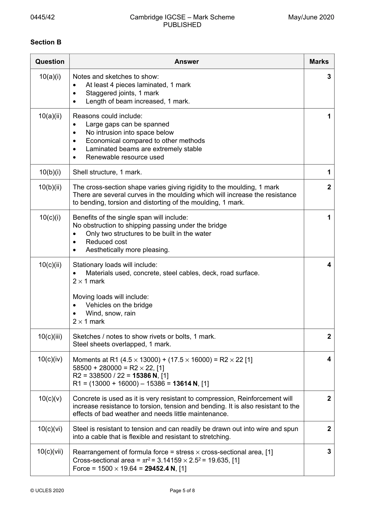 Mark scheme, page 5 of 8