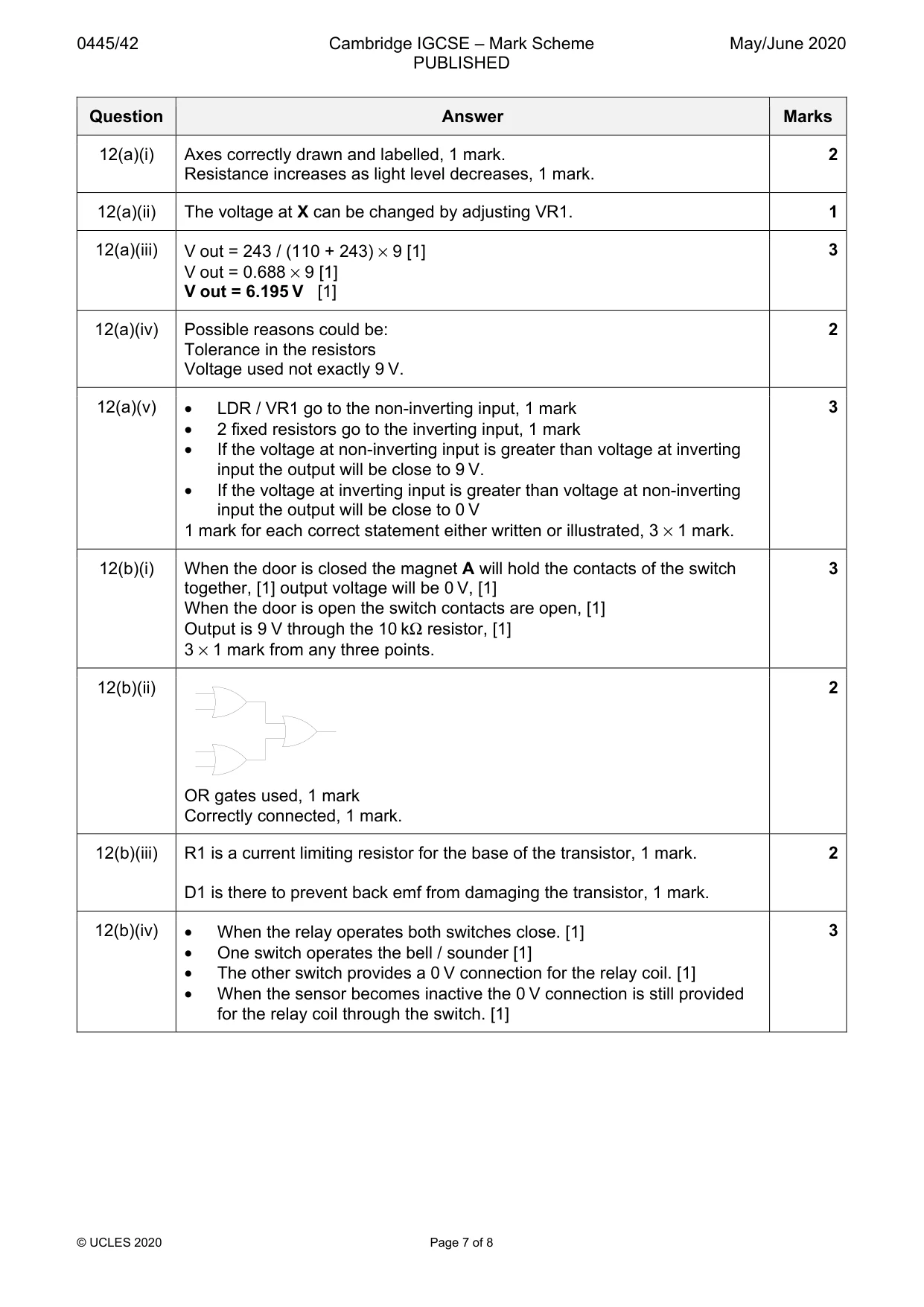 Mark scheme, page 7 of 8