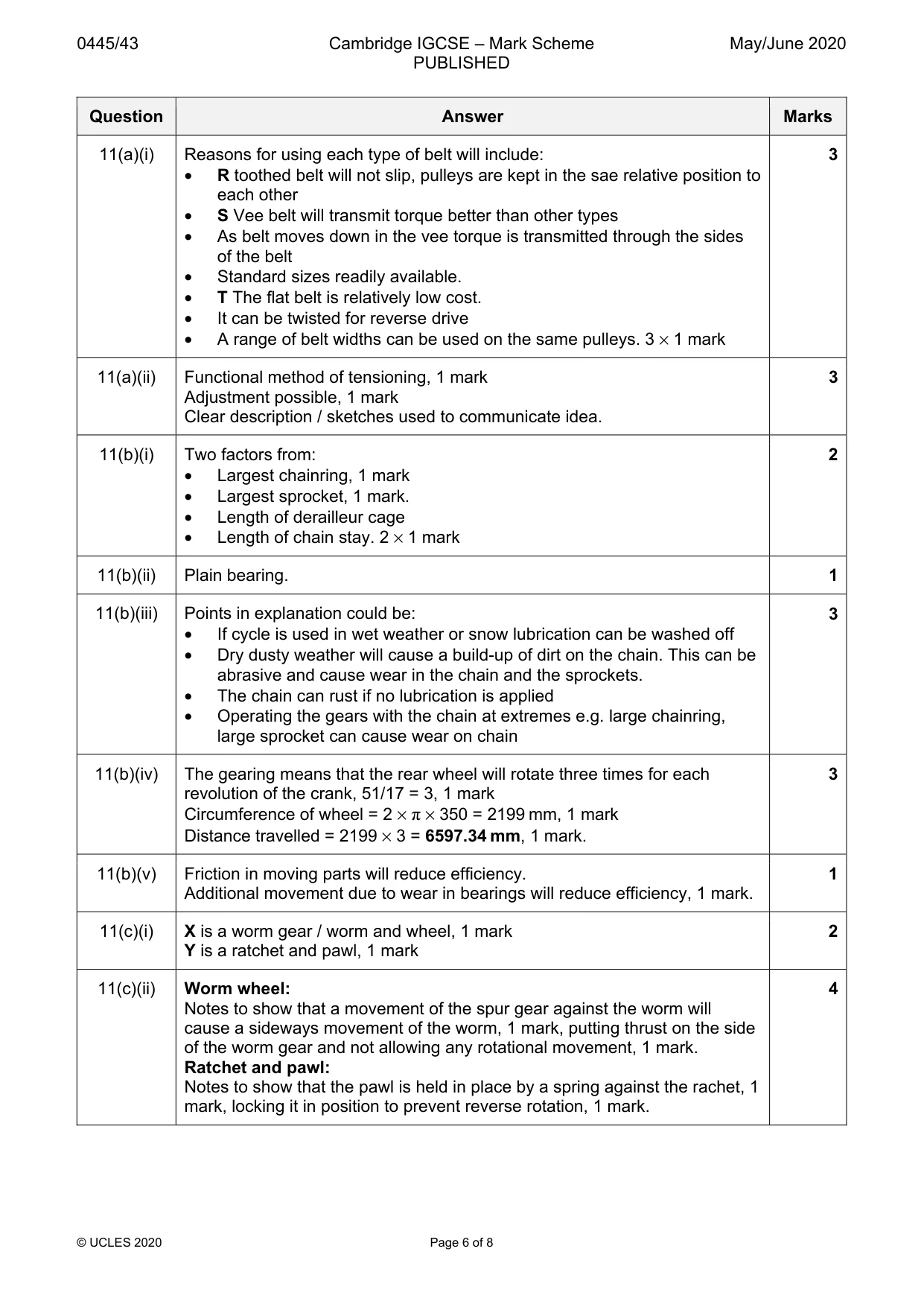 Mark scheme, page 6 of 8