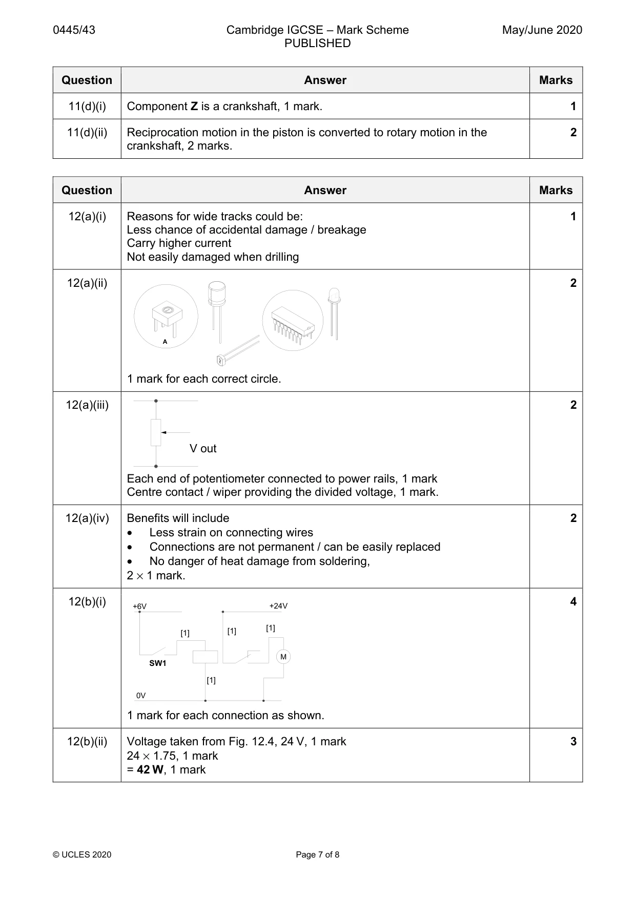 Mark scheme, page 7 of 8