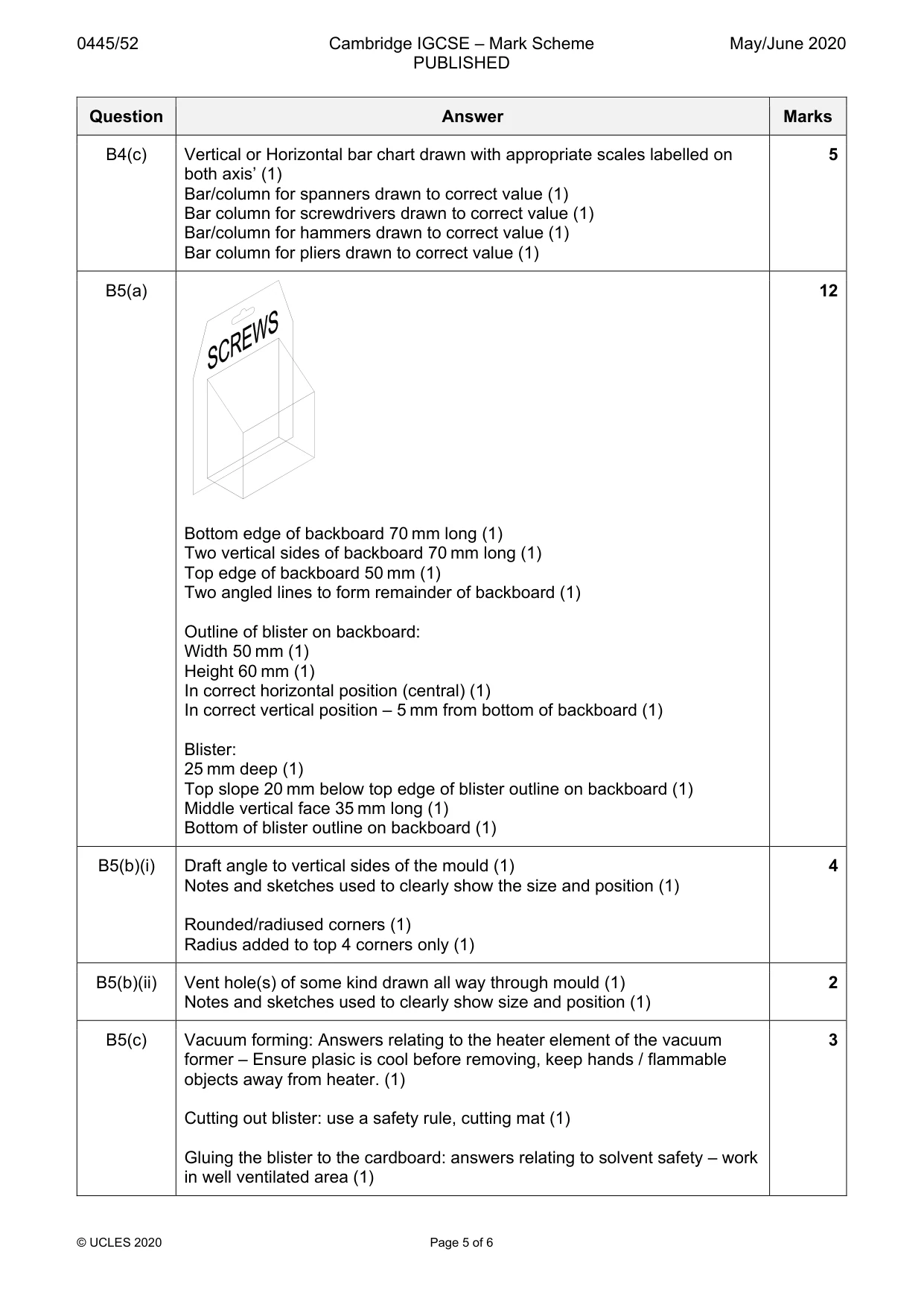 Mark scheme, page 5 of 6