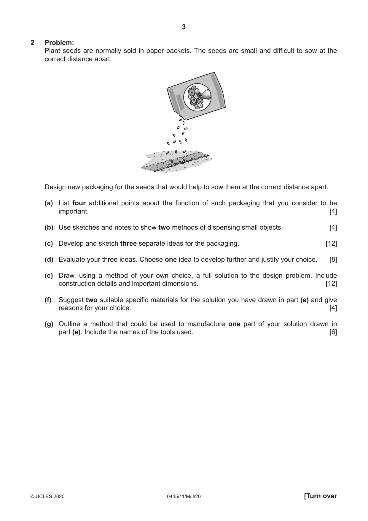 Cambridge IGCSE Design and Technology 0445 2020 May/June Paper 1 · Variant 1 question paper, page 3 of 4