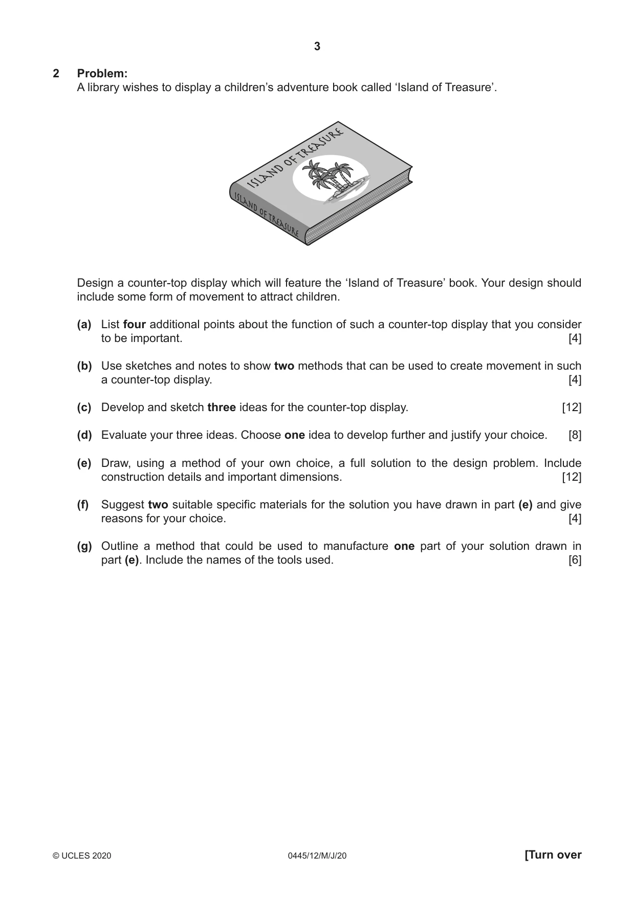 Cambridge IGCSE Design and Technology 0445 2020 May/June Paper 1 · Variant 2 question paper, page 3 of 4