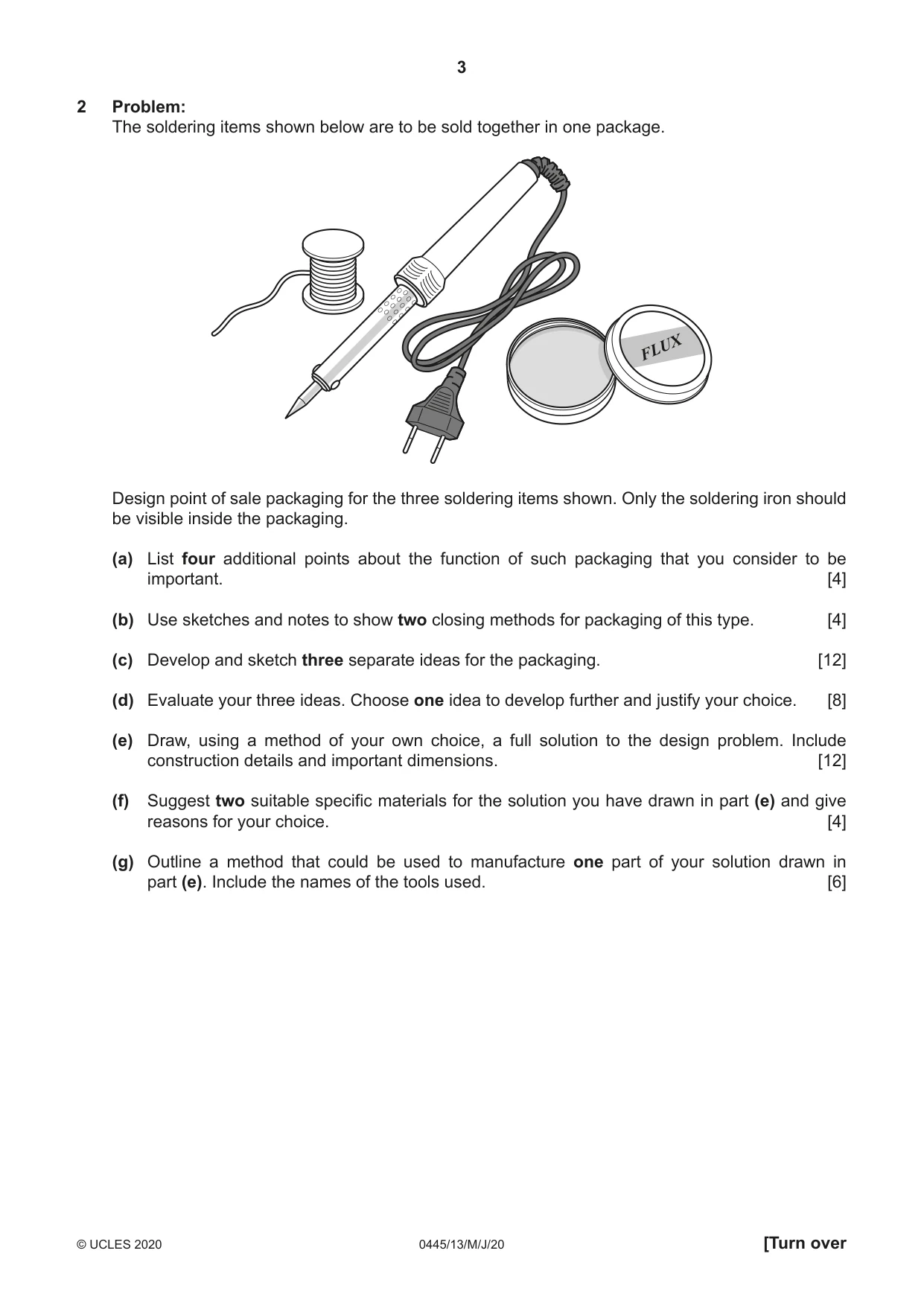 Cambridge IGCSE Design and Technology 0445 2020 May/June Paper 1 · Variant 3 question paper, page 3 of 4