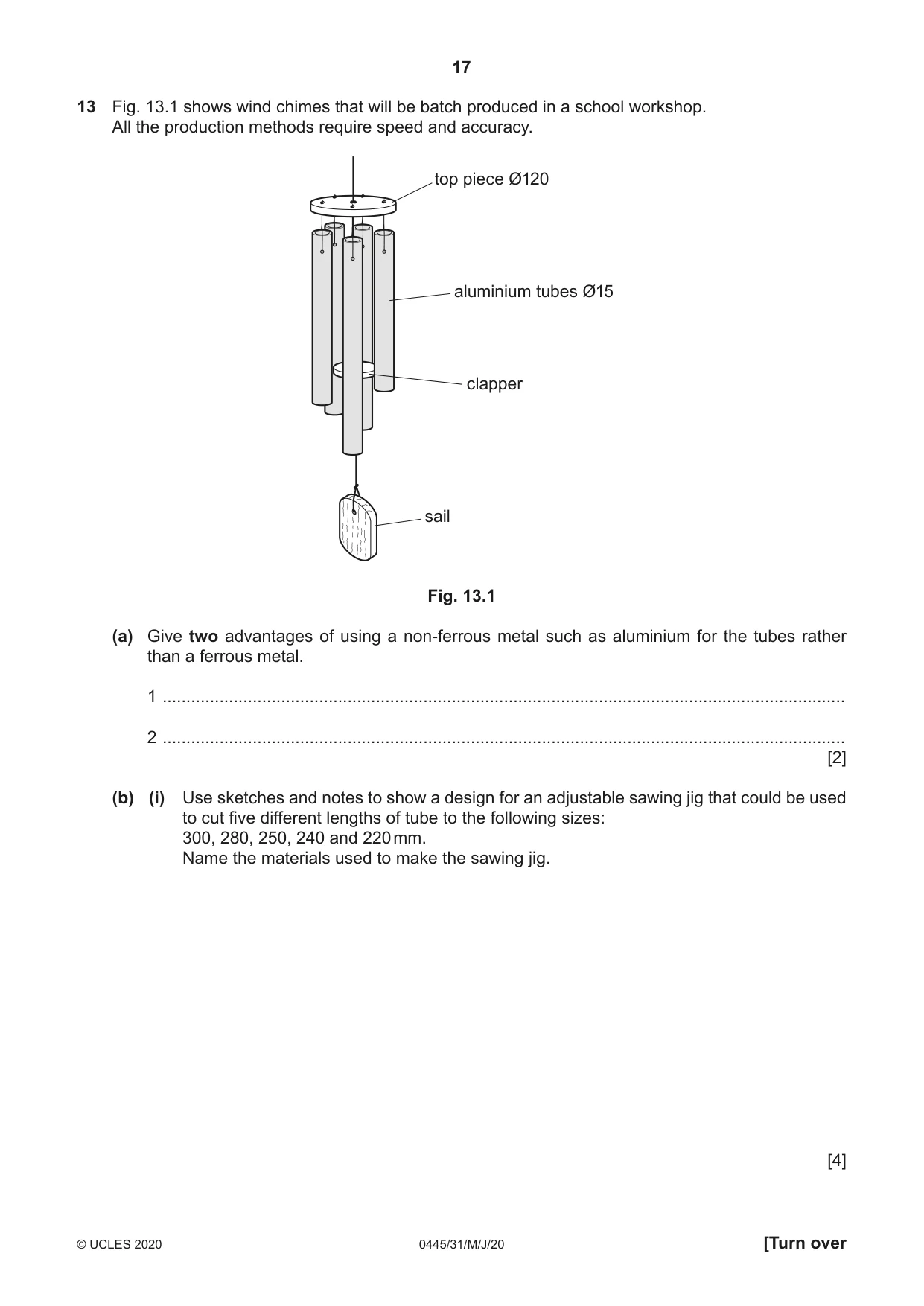Cambridge IGCSE Design and Technology 0445 2020 May/June Paper 3 · Variant 1 question paper, page 17 of 20