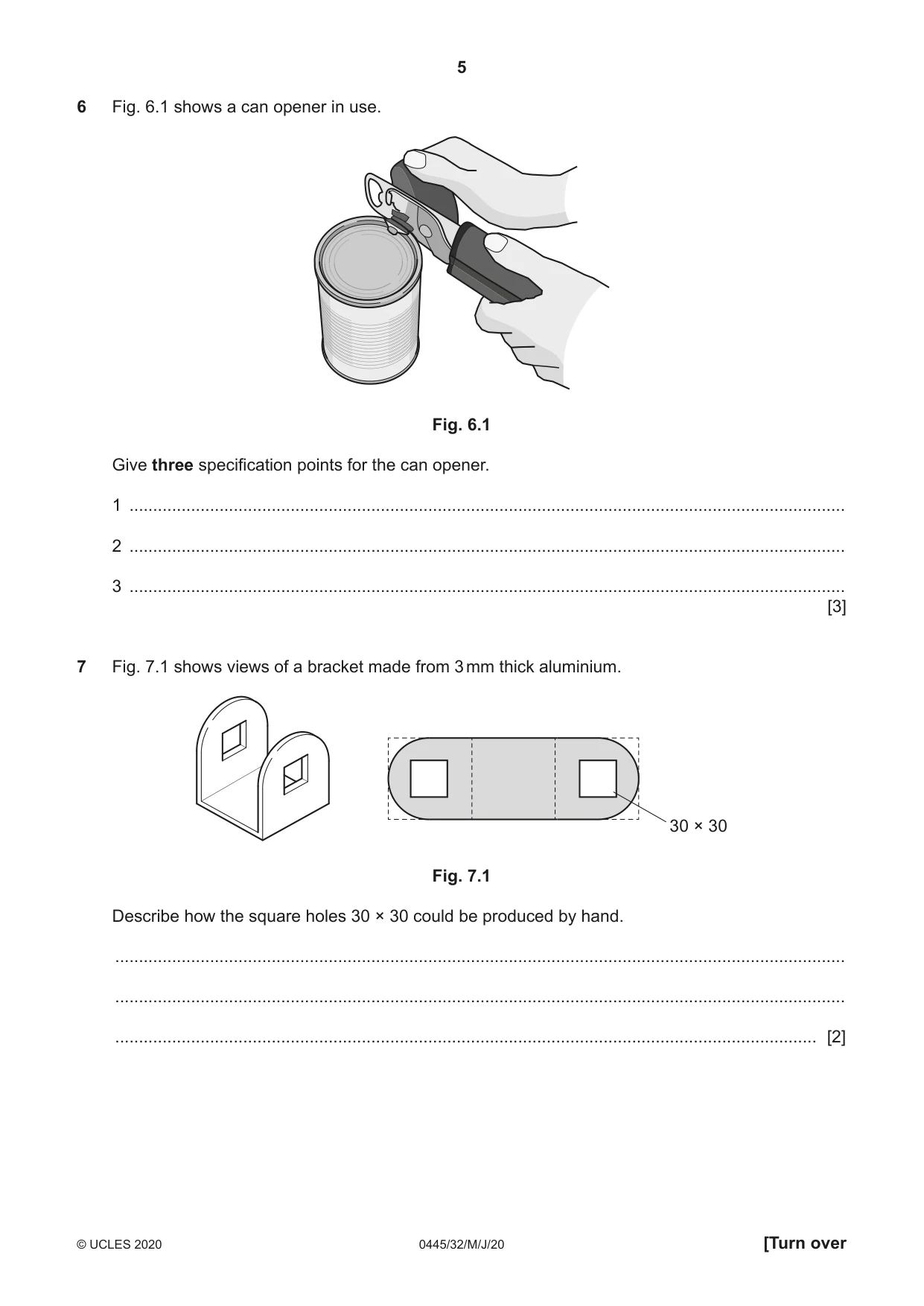 Cambridge IGCSE Design and Technology 0445 2020 May/June Paper 3 · Variant 2 question paper, page 5 of 20