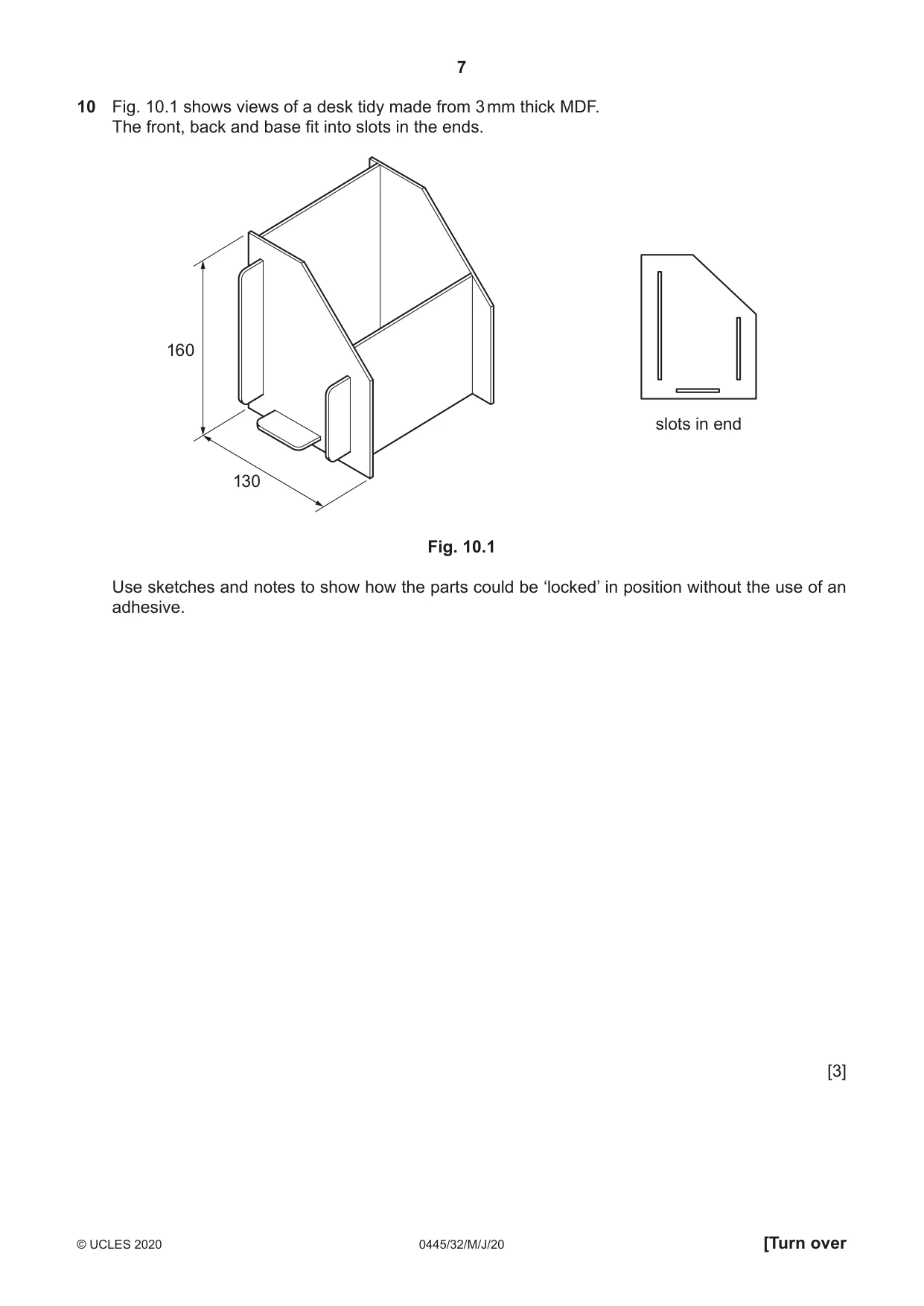 Cambridge IGCSE Design and Technology 0445 2020 May/June Paper 3 · Variant 2 question paper, page 7 of 20