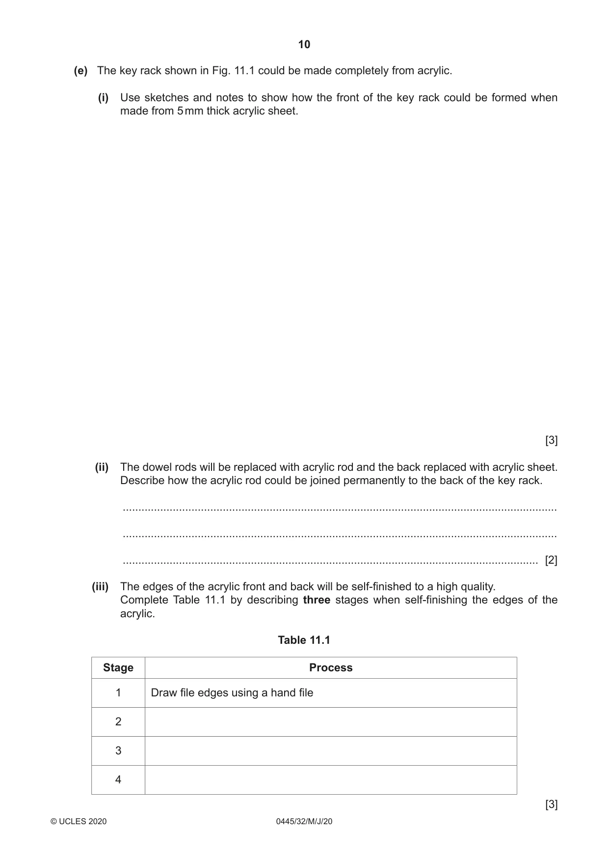 Cambridge IGCSE Design and Technology 0445 2020 May/June Paper 3 · Variant 2 question paper, page 10 of 20