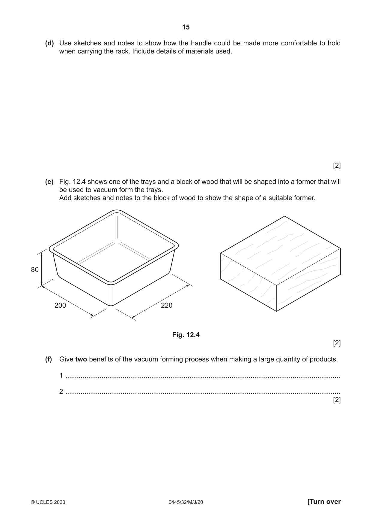 Cambridge IGCSE Design and Technology 0445 2020 May/June Paper 3 · Variant 2 question paper, page 15 of 20