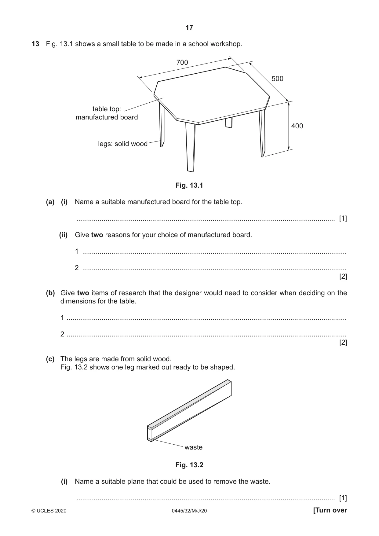 Cambridge IGCSE Design and Technology 0445 2020 May/June Paper 3 · Variant 2 question paper, page 17 of 20
