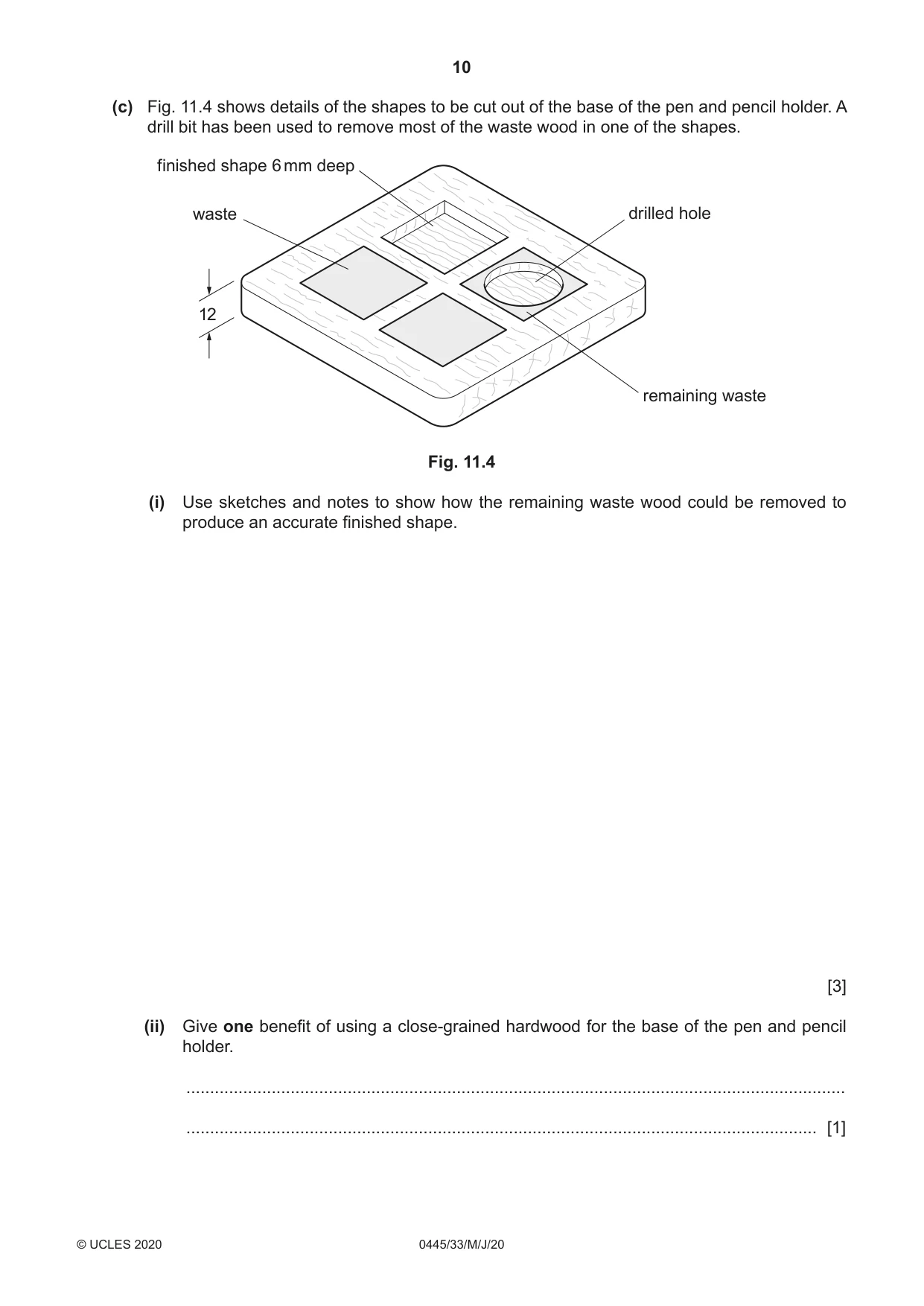 Cambridge IGCSE Design and Technology 0445 2020 May/June Paper 3 · Variant 3 question paper, page 10 of 20