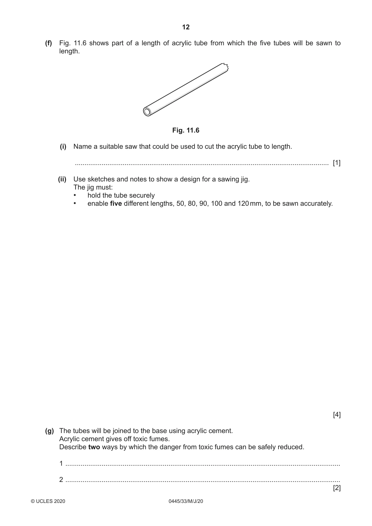 Cambridge IGCSE Design and Technology 0445 2020 May/June Paper 3 · Variant 3 question paper, page 12 of 20