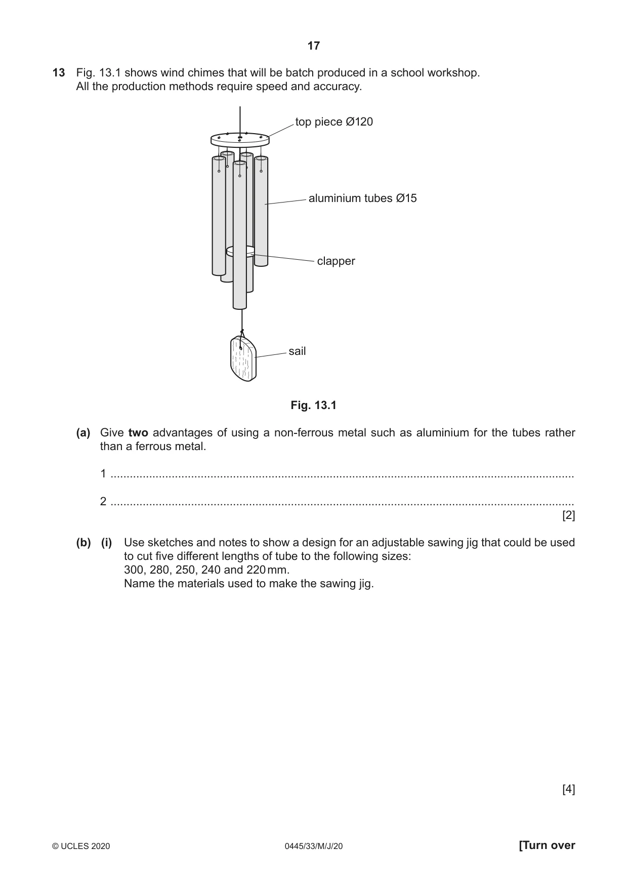 Cambridge IGCSE Design and Technology 0445 2020 May/June Paper 3 · Variant 3 question paper, page 17 of 20