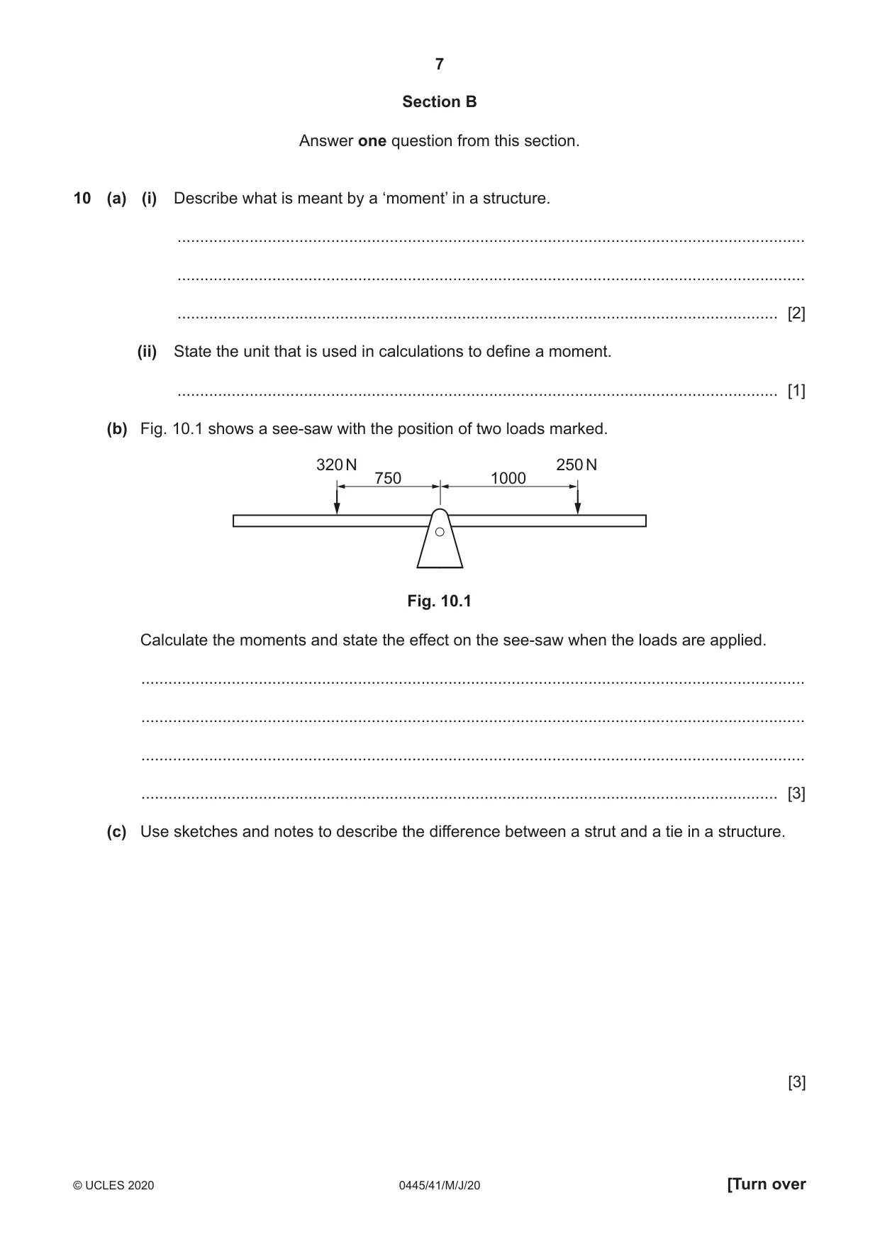 Cambridge IGCSE Design and Technology 0445 2020 May/June Paper 4 · Variant 1 question paper, page 7 of 20