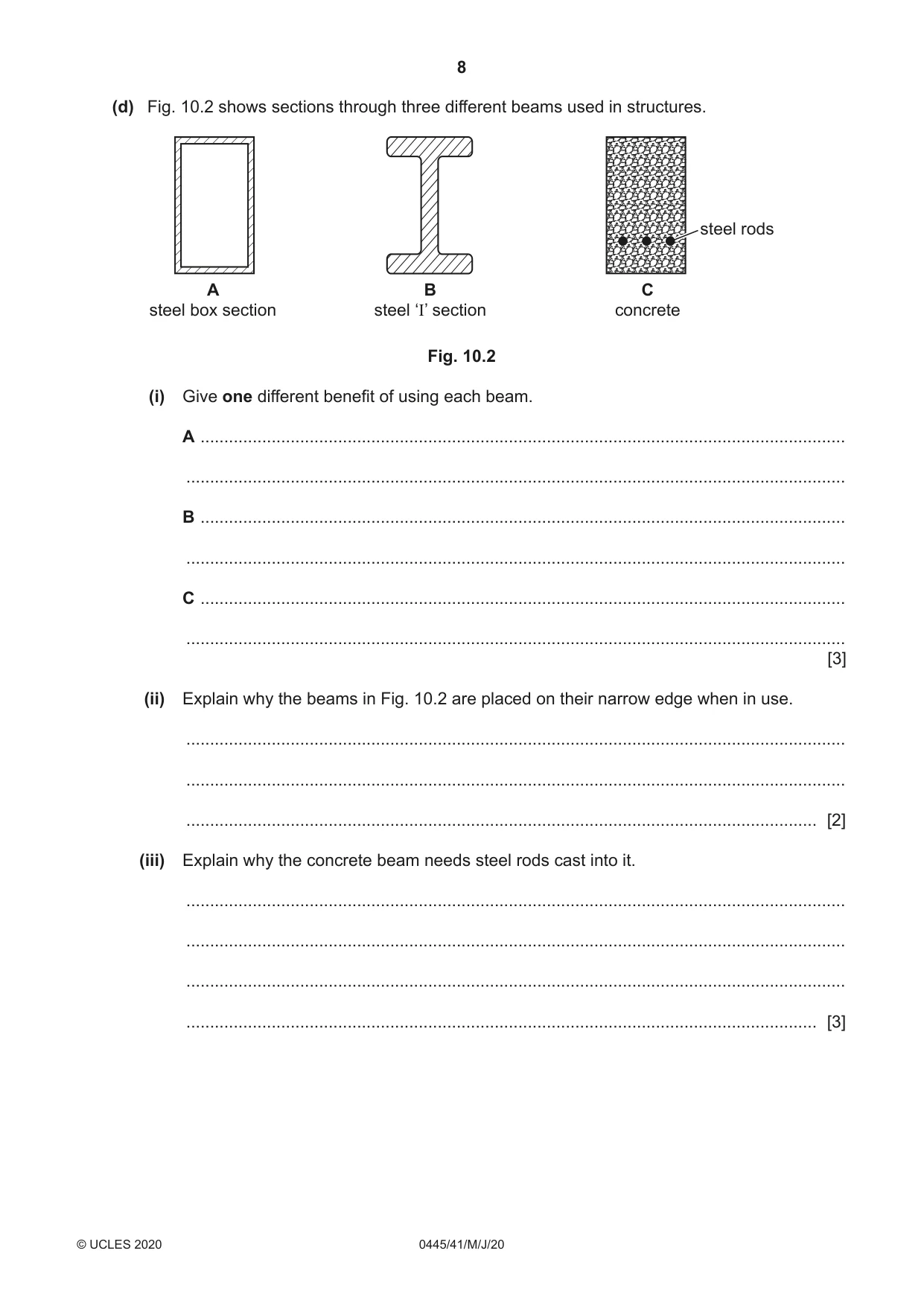 Cambridge IGCSE Design and Technology 0445 2020 May/June Paper 4 · Variant 1 question paper, page 8 of 20