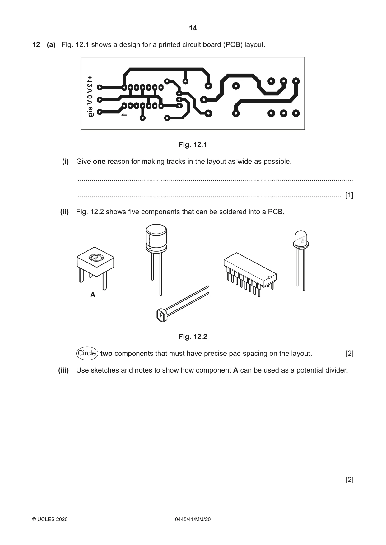 Cambridge IGCSE Design and Technology 0445 2020 May/June Paper 4 · Variant 1 question paper, page 14 of 20