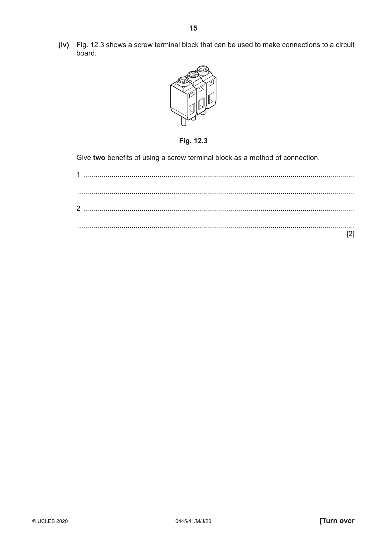 Cambridge IGCSE Design and Technology 0445 2020 May/June Paper 4 · Variant 1 question paper, page 15 of 20