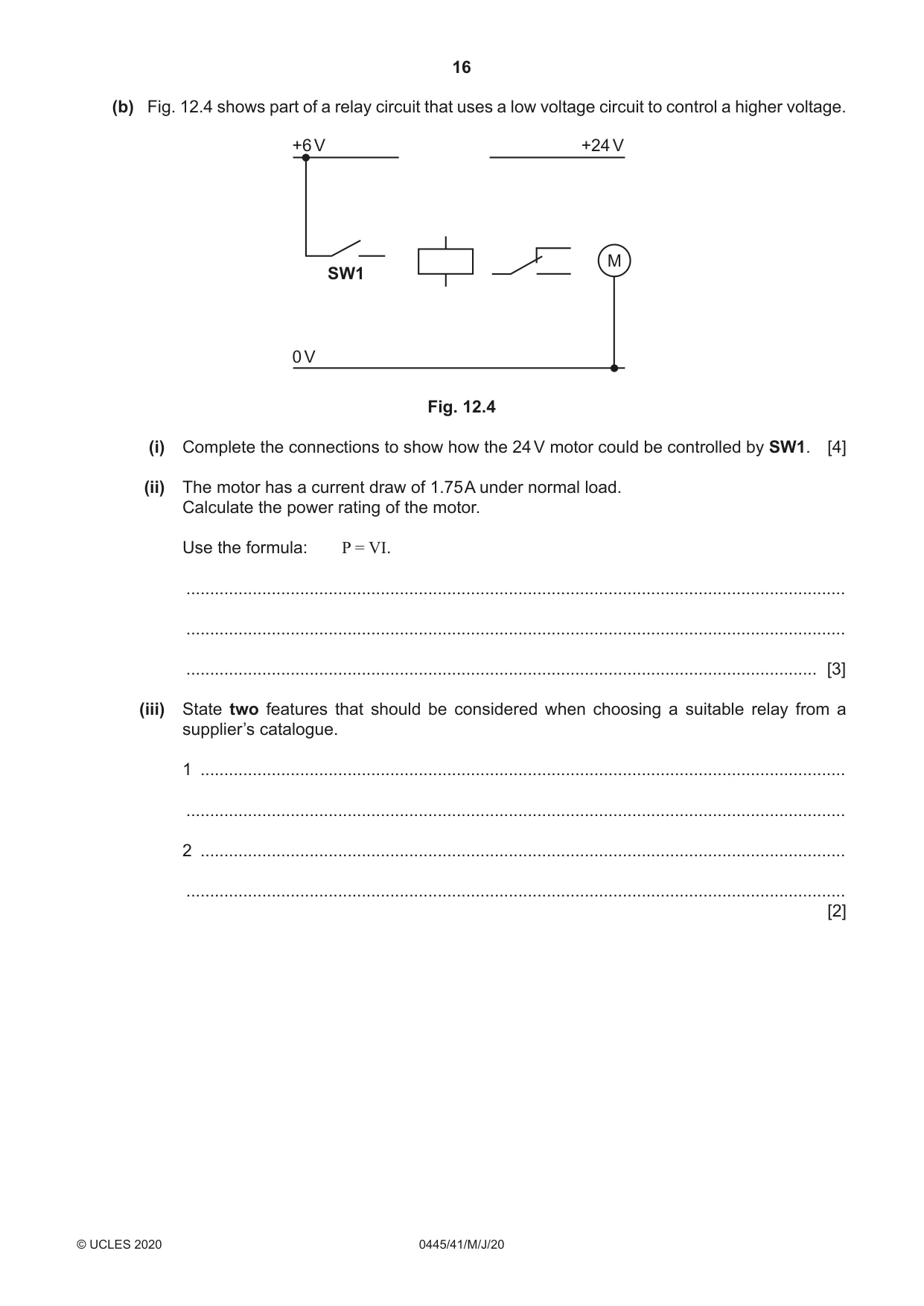 Cambridge IGCSE Design and Technology 0445 2020 May/June Paper 4 · Variant 1 question paper, page 16 of 20