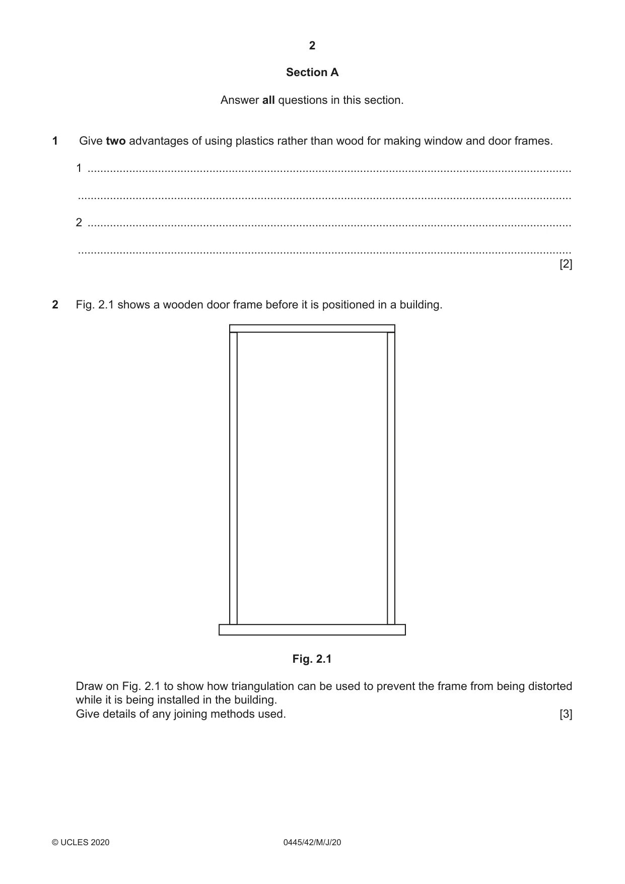 Cambridge IGCSE Design and Technology 0445 2020 May/June Paper 4 · Variant 2 question paper, page 2 of 20