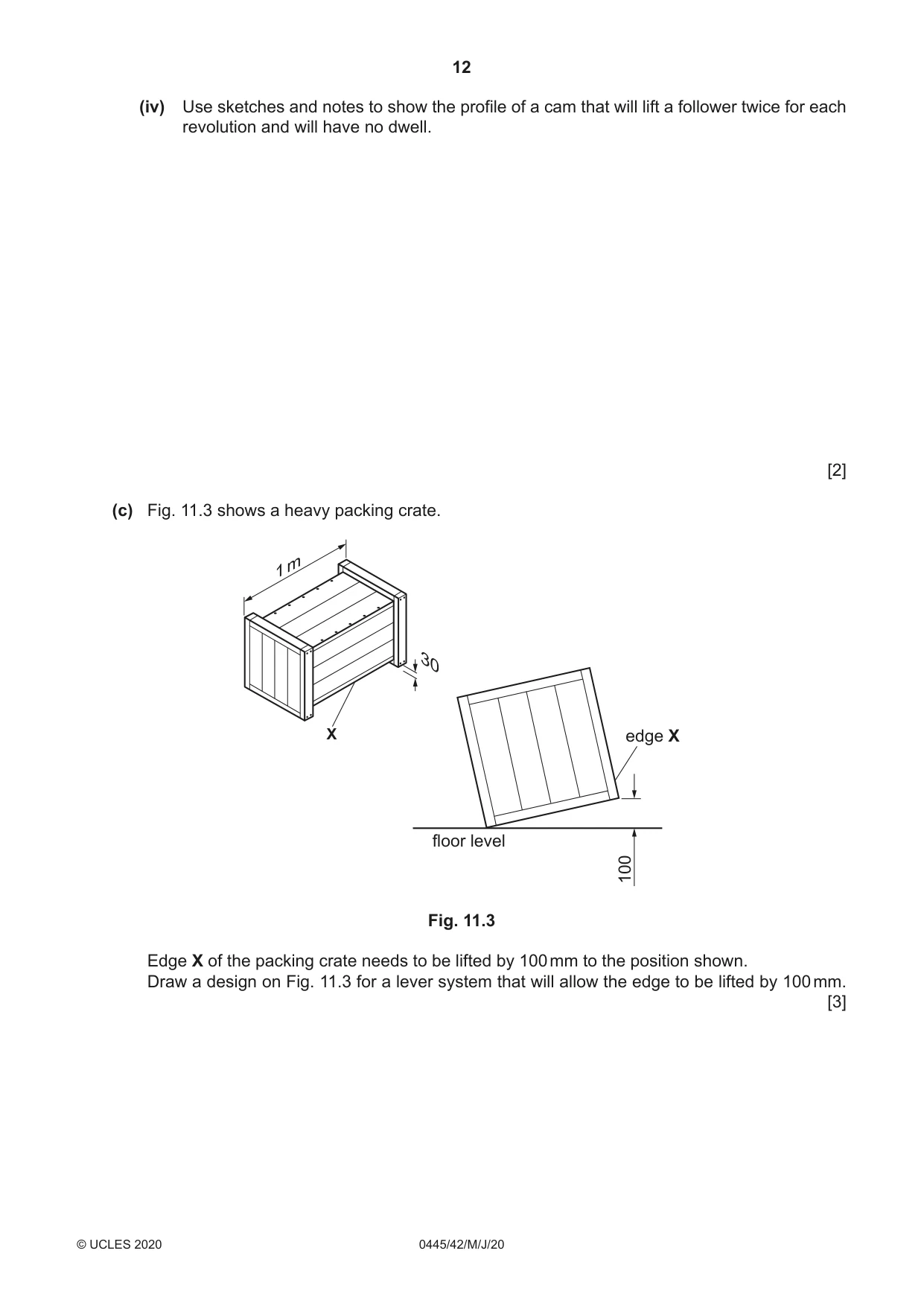 Cambridge IGCSE Design and Technology 0445 2020 May/June Paper 4 · Variant 2 question paper, page 12 of 20
